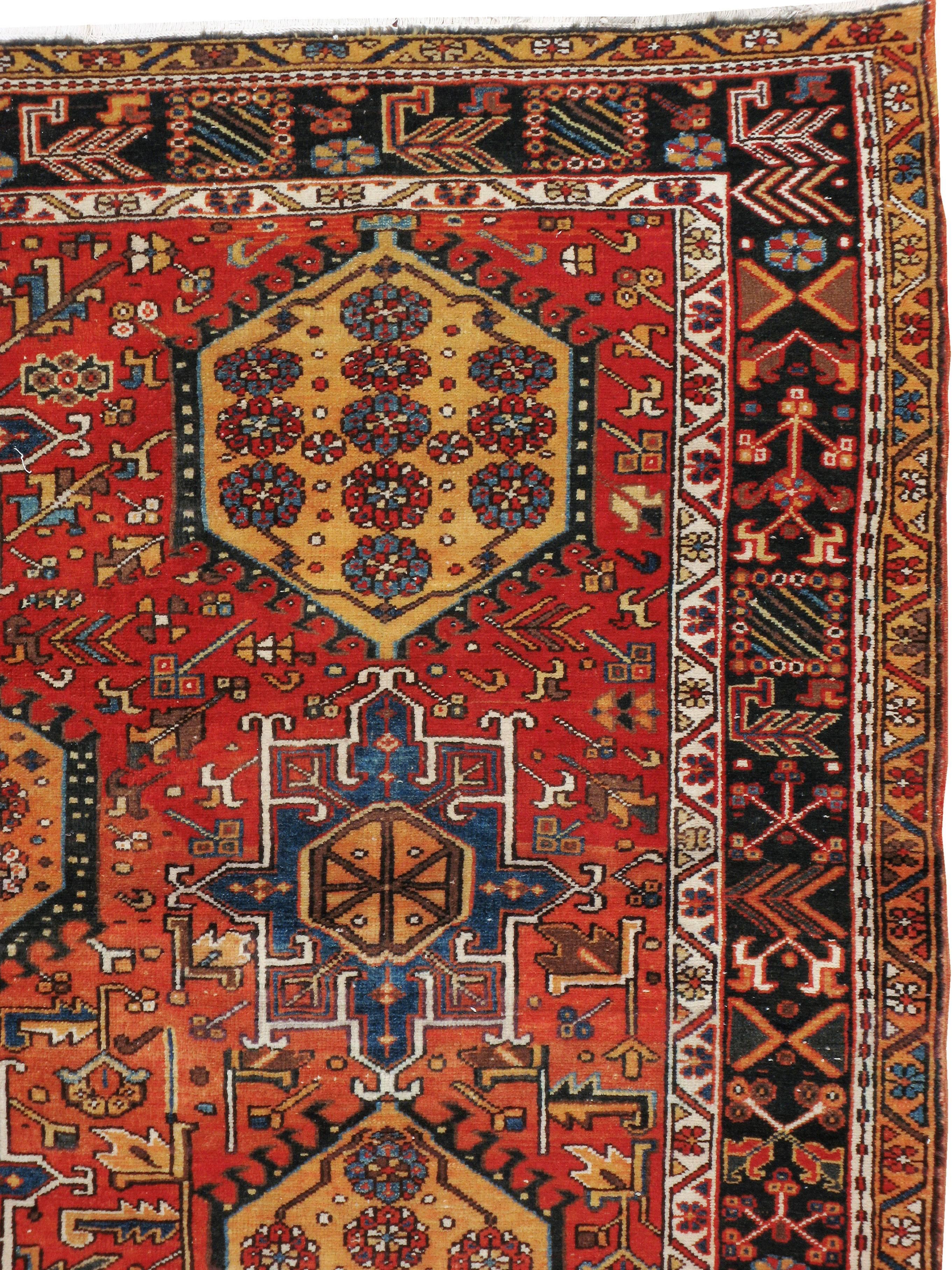 Rustic Vintage Persian Karajeh Rug For Sale