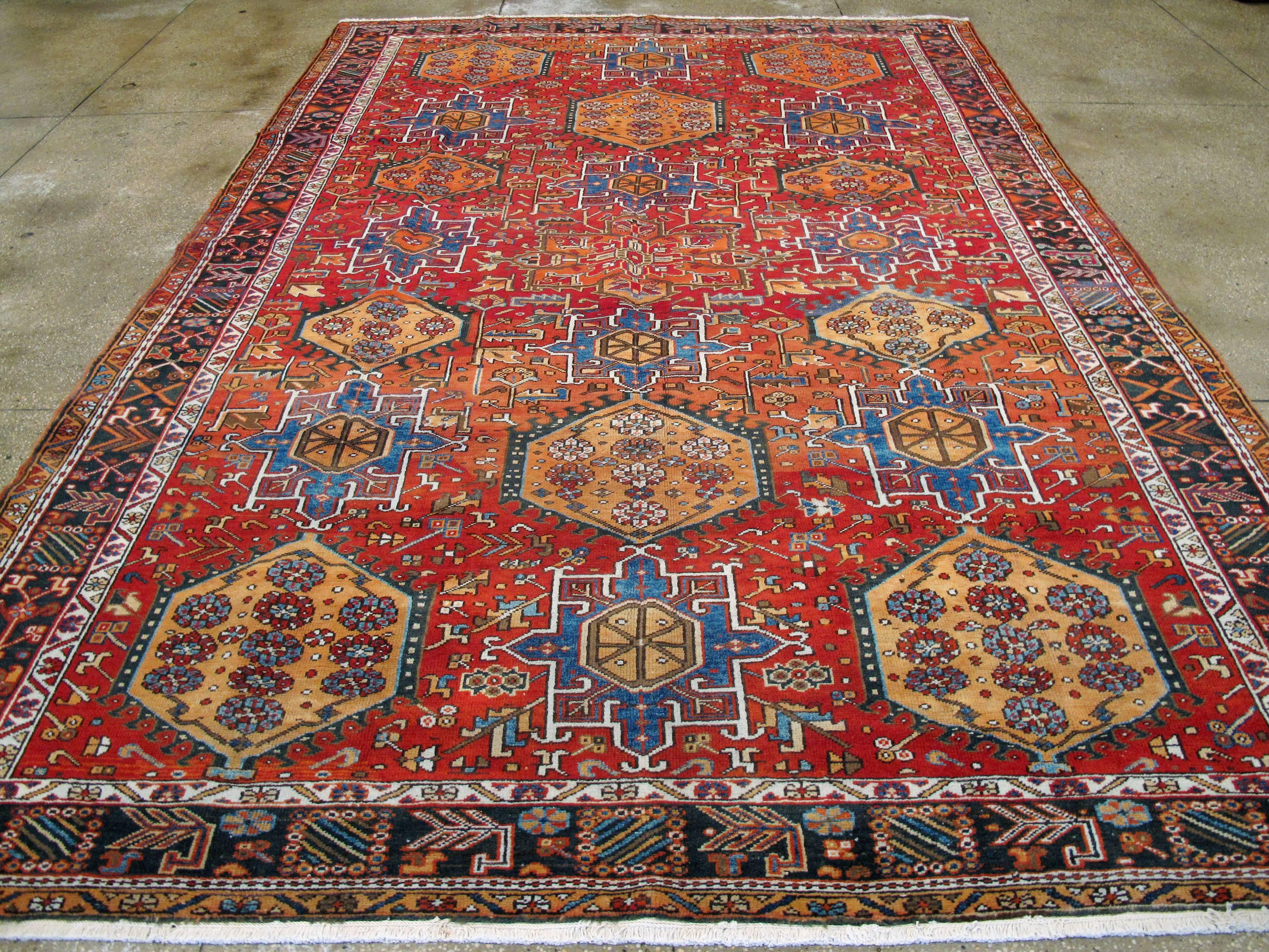 Hand-Knotted Vintage Persian Karajeh Rug For Sale