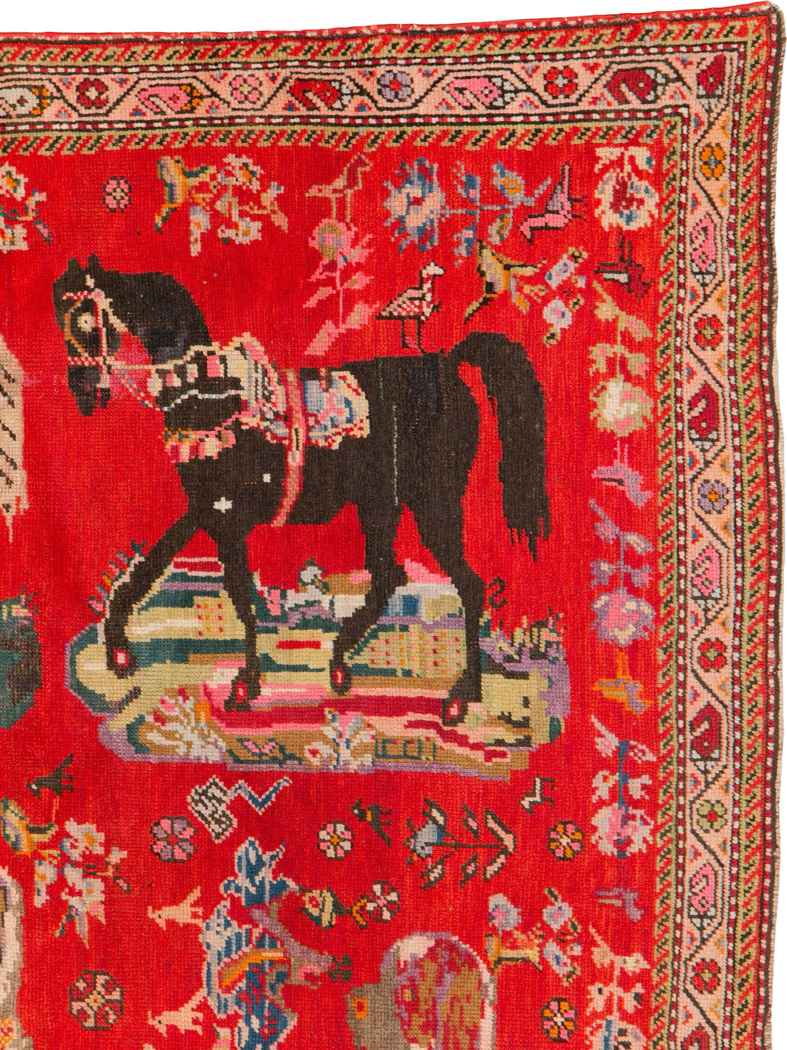 Hand-Knotted Vintage Caucasian Karabagh Rug For Sale