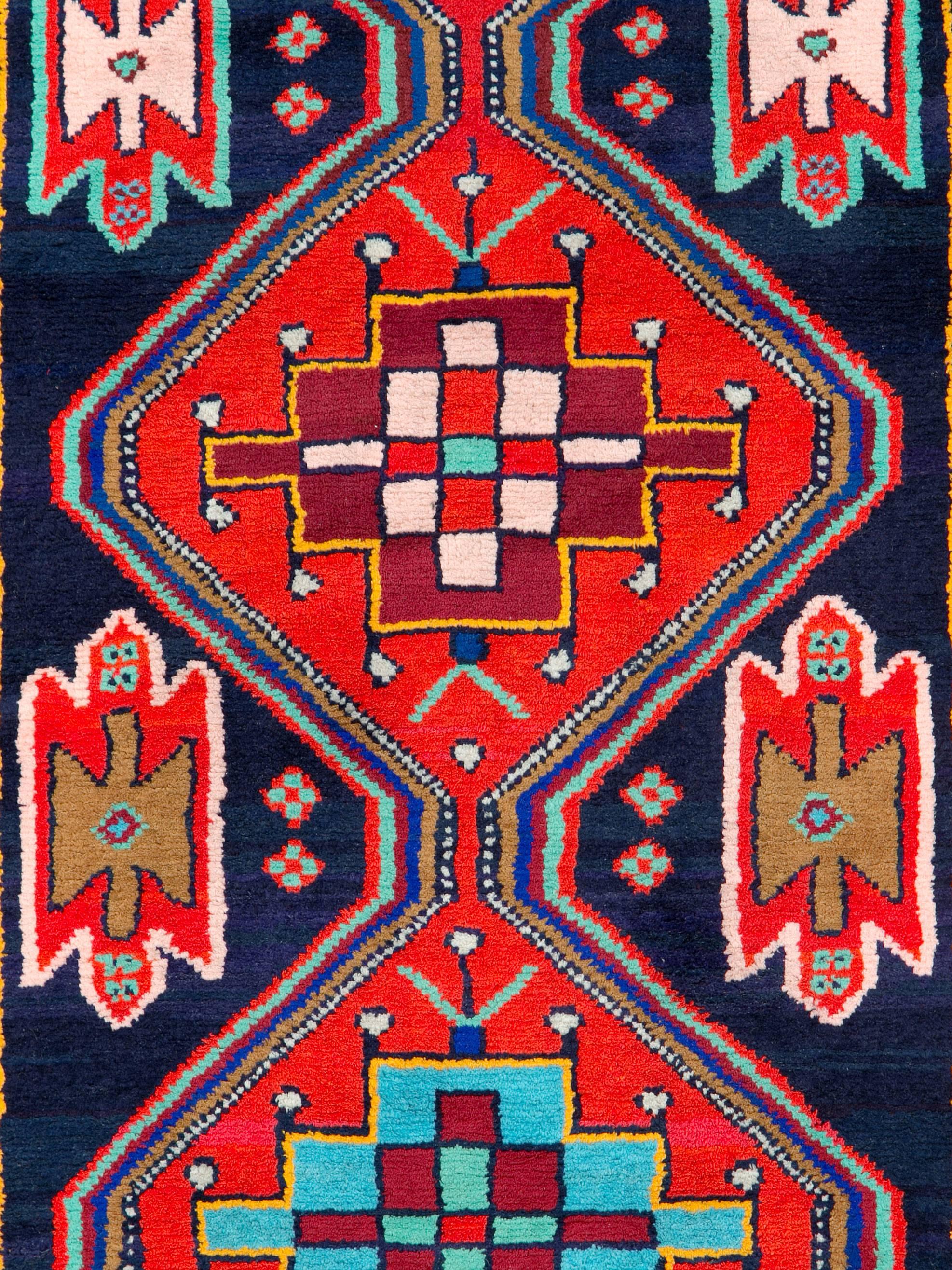 A vintage Persian Hamadan rug from the mid-20th century with cotton highlights.