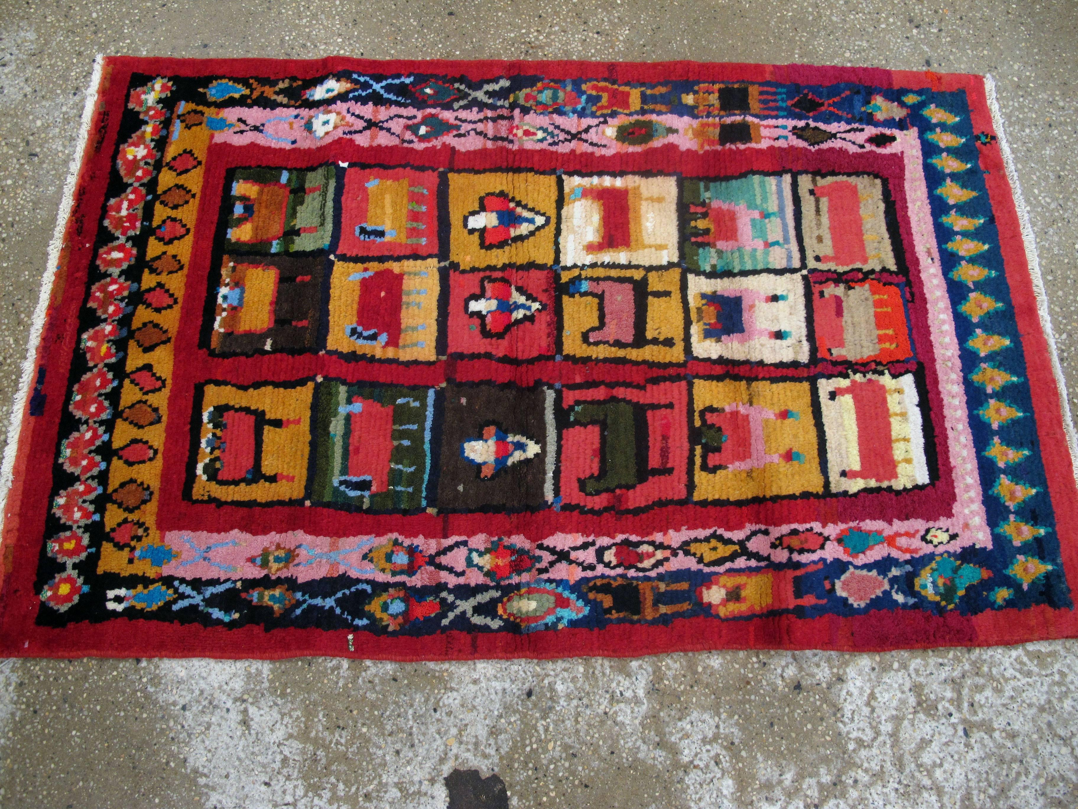Hand-Knotted Modern Persian Gabbeh Rug