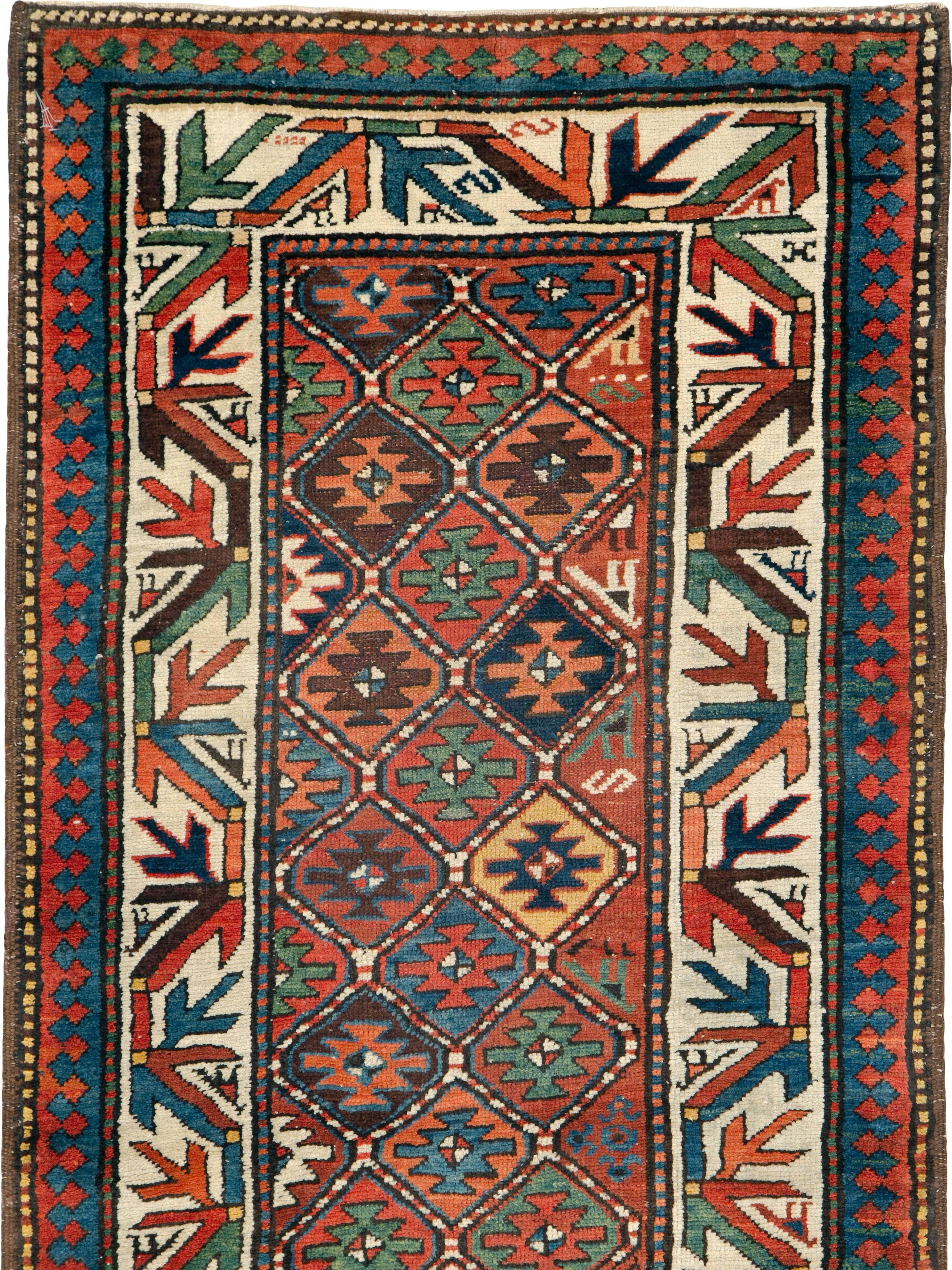 Tribal Antique Caucasian Kazak Rug