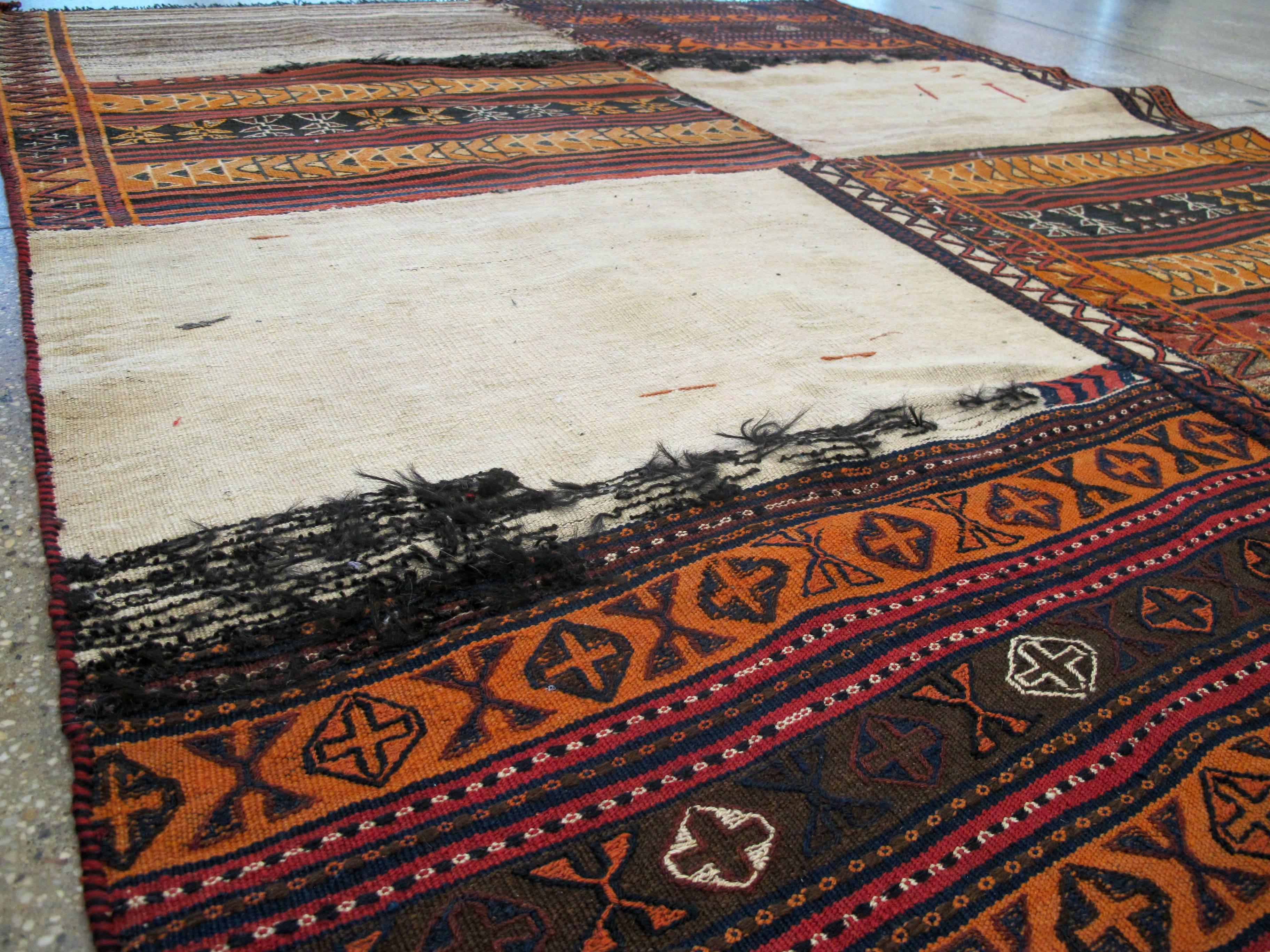 Wool Vintage Persian Kilim Flat-Weave For Sale