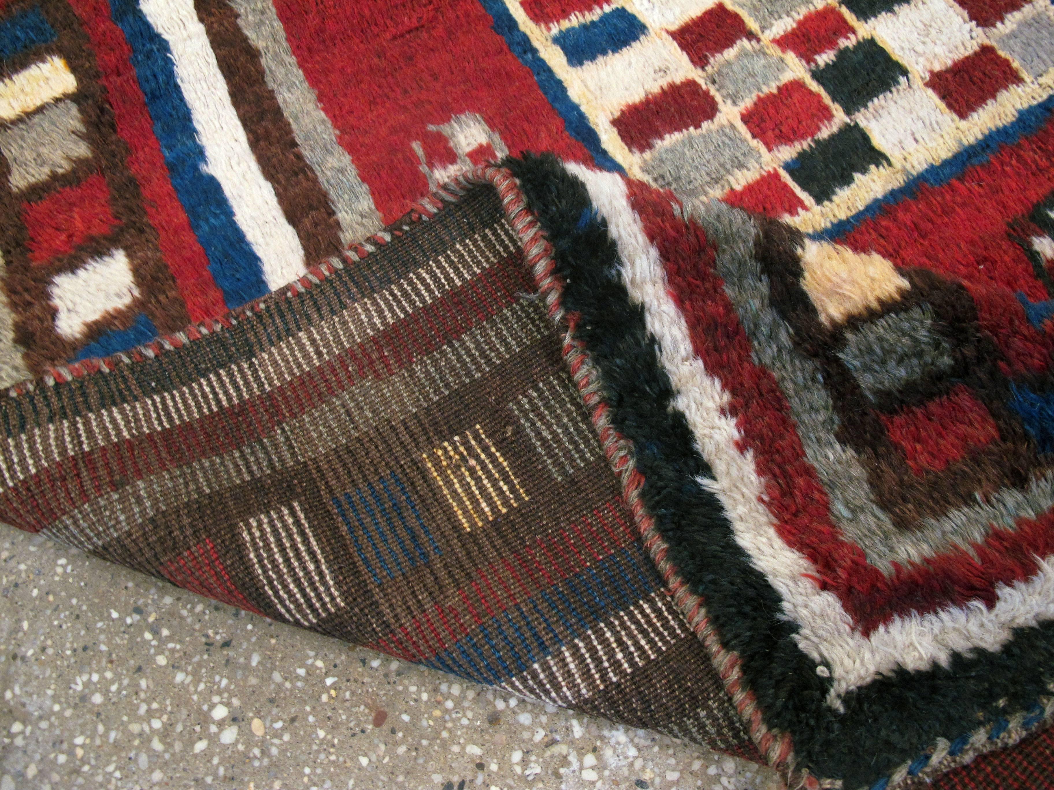 Hand-Knotted Vintage Persian Gabbeh Rug For Sale