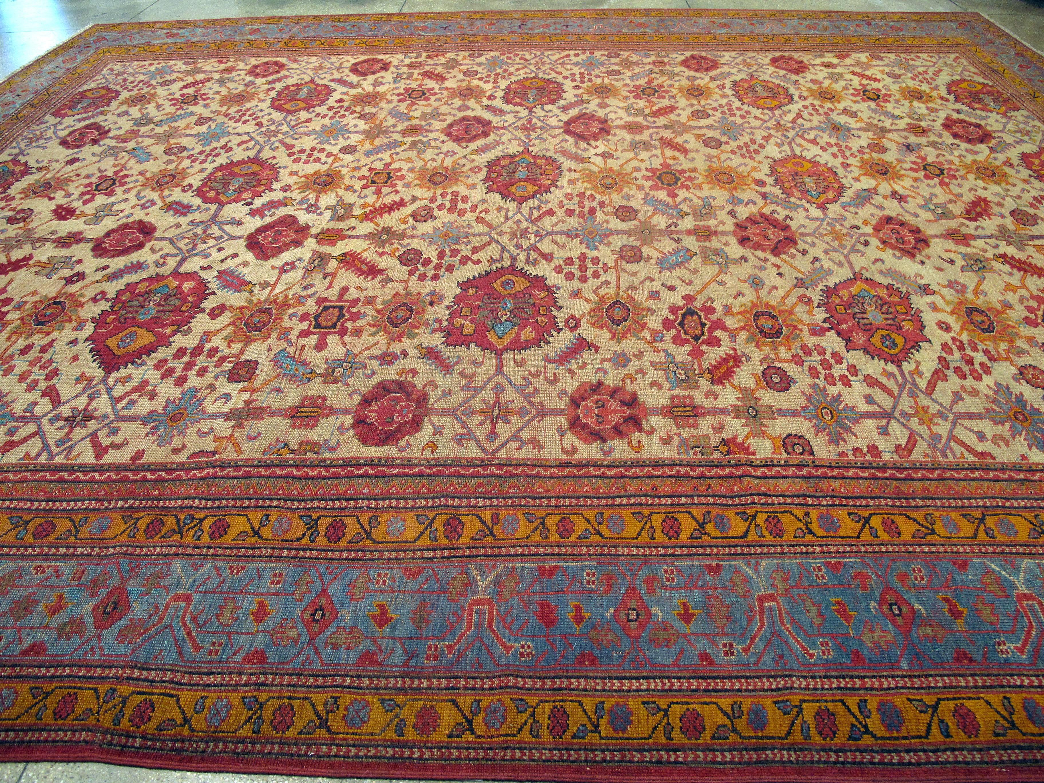 Early 20th Century Handmade Turkish Oushak Large Square Carpet 4