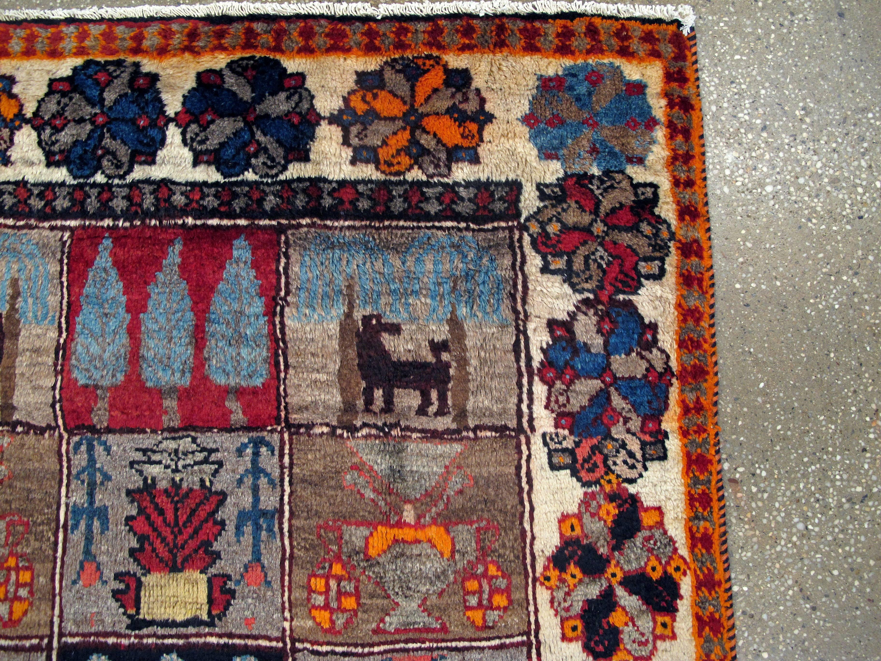 Hand-Knotted Vintage Persian Bakhtiari Rug