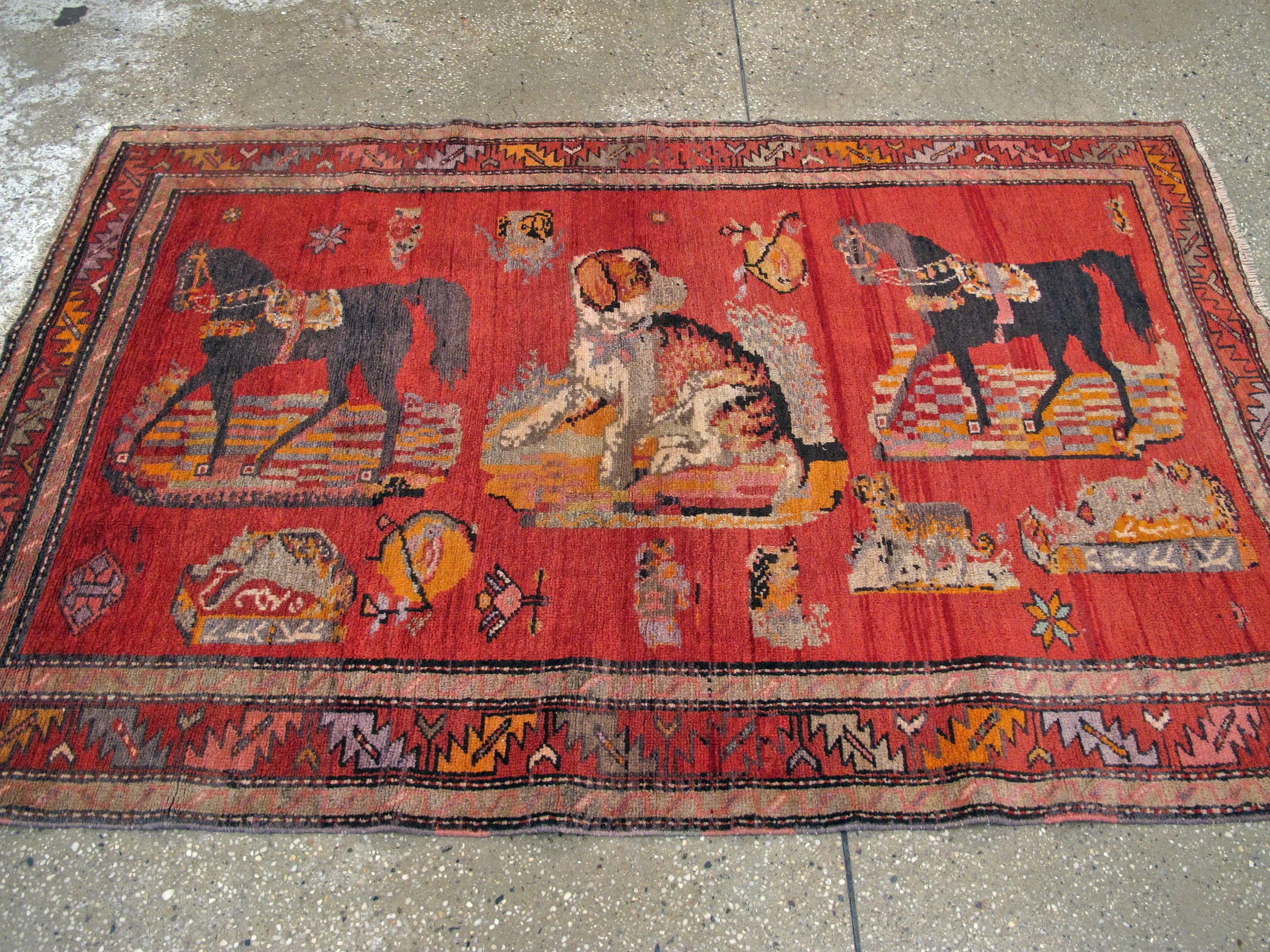 Hand-Knotted Vintage Caucasian Karabagh Rug For Sale