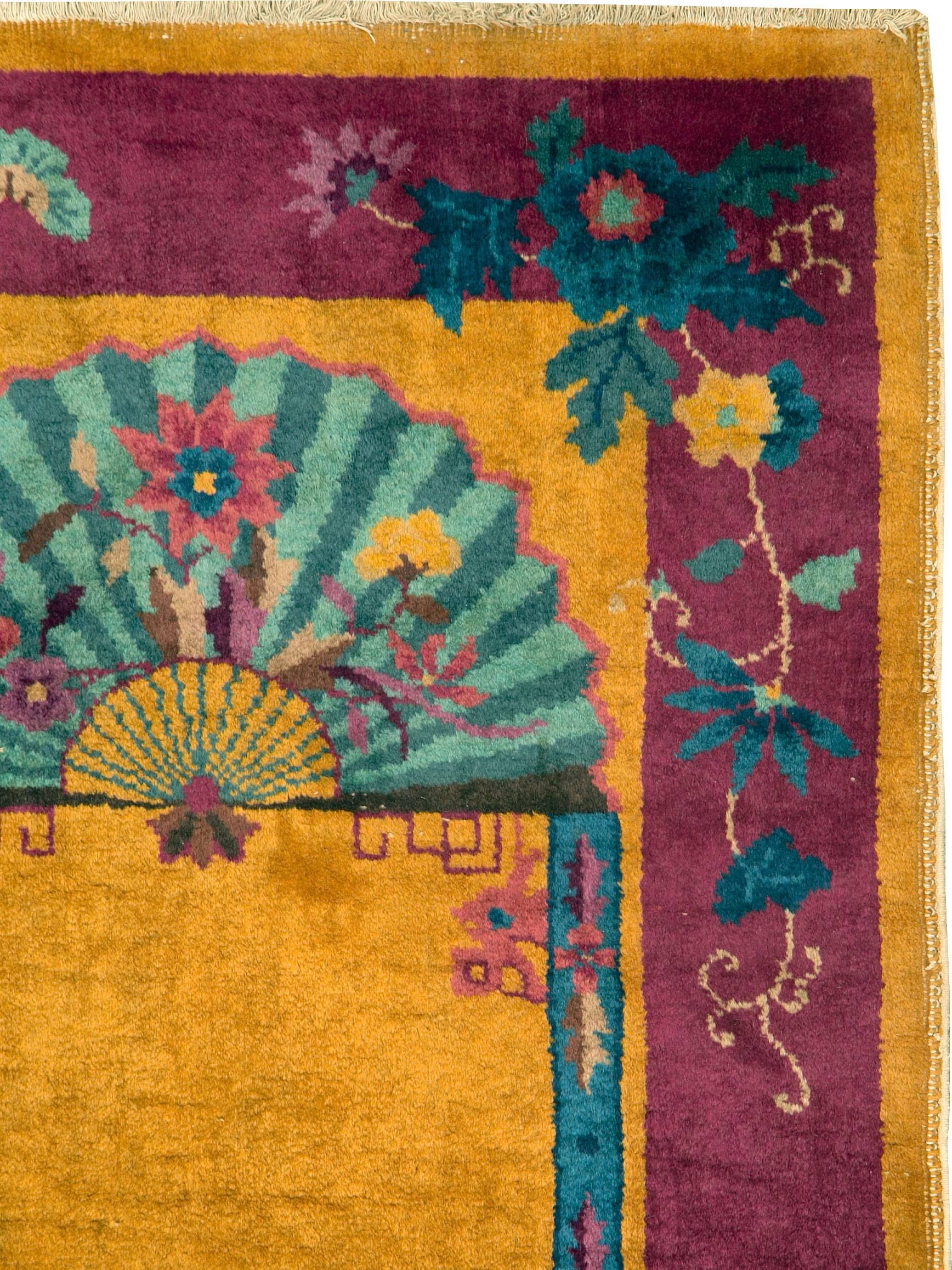 An antique Chinese Deco rug from the early 20th century.