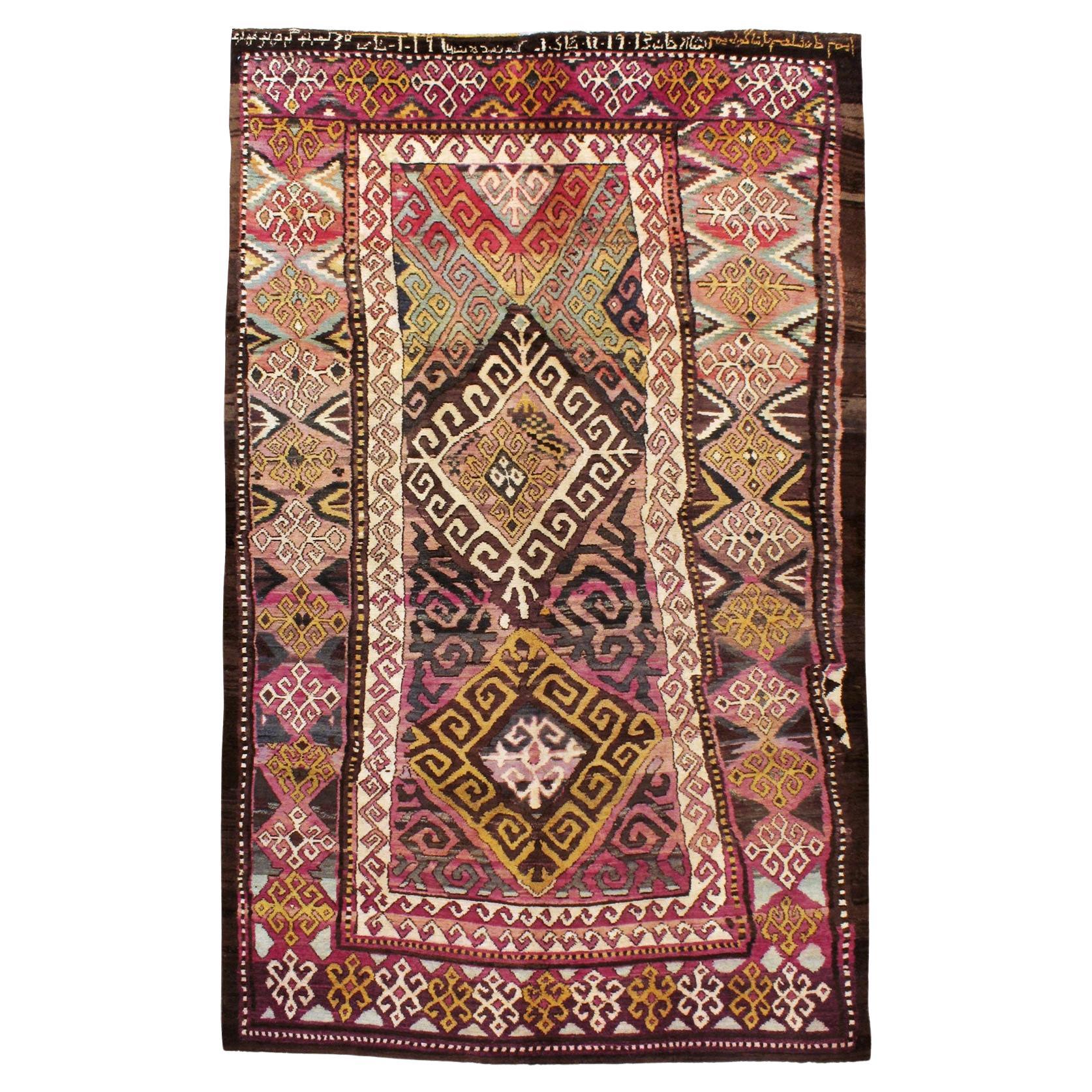 Alfombra de acento tribal persa abstracta única de principios del siglo XX en venta