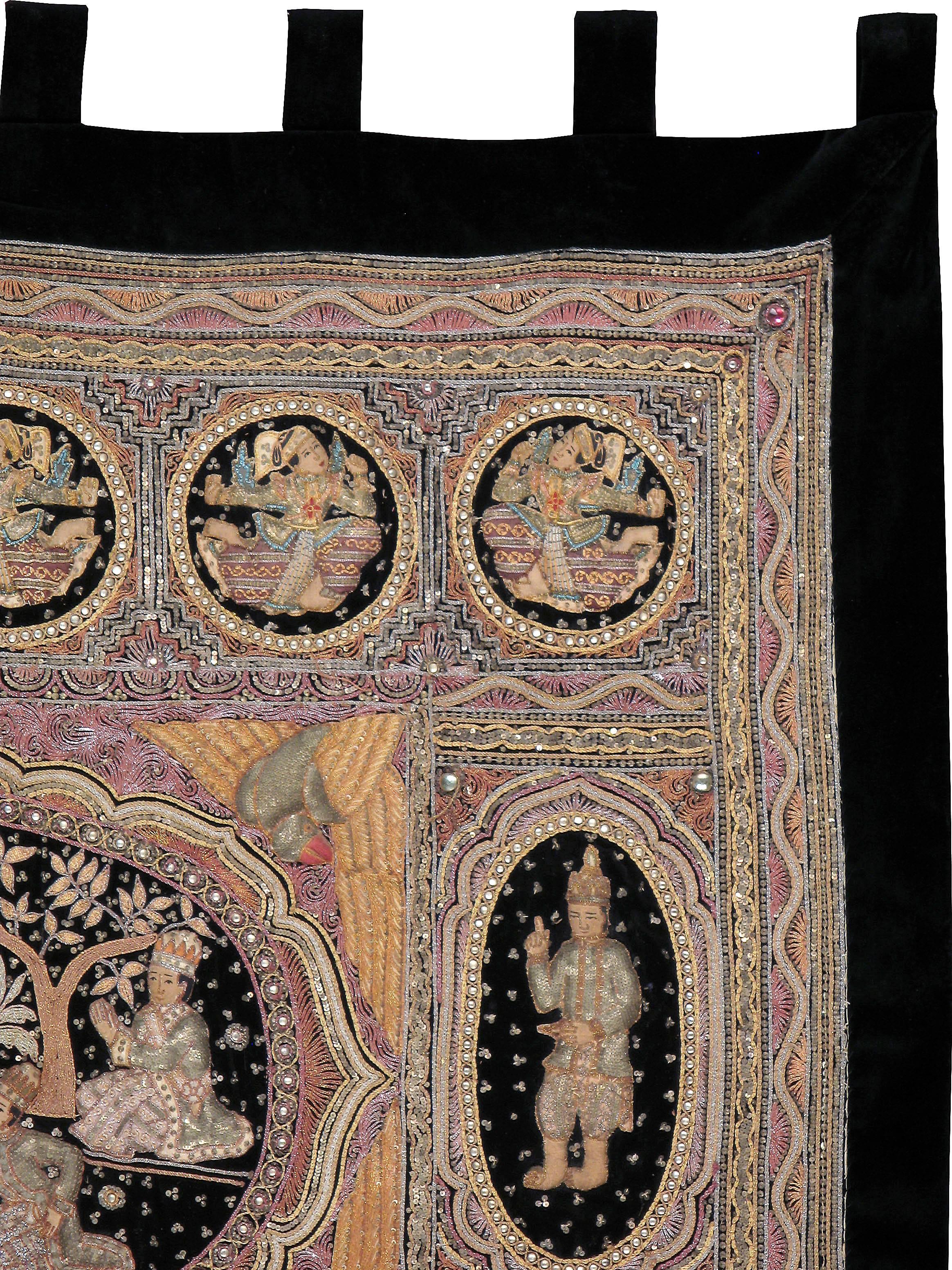 Hand-Woven Vintage Burmese Tapestry For Sale