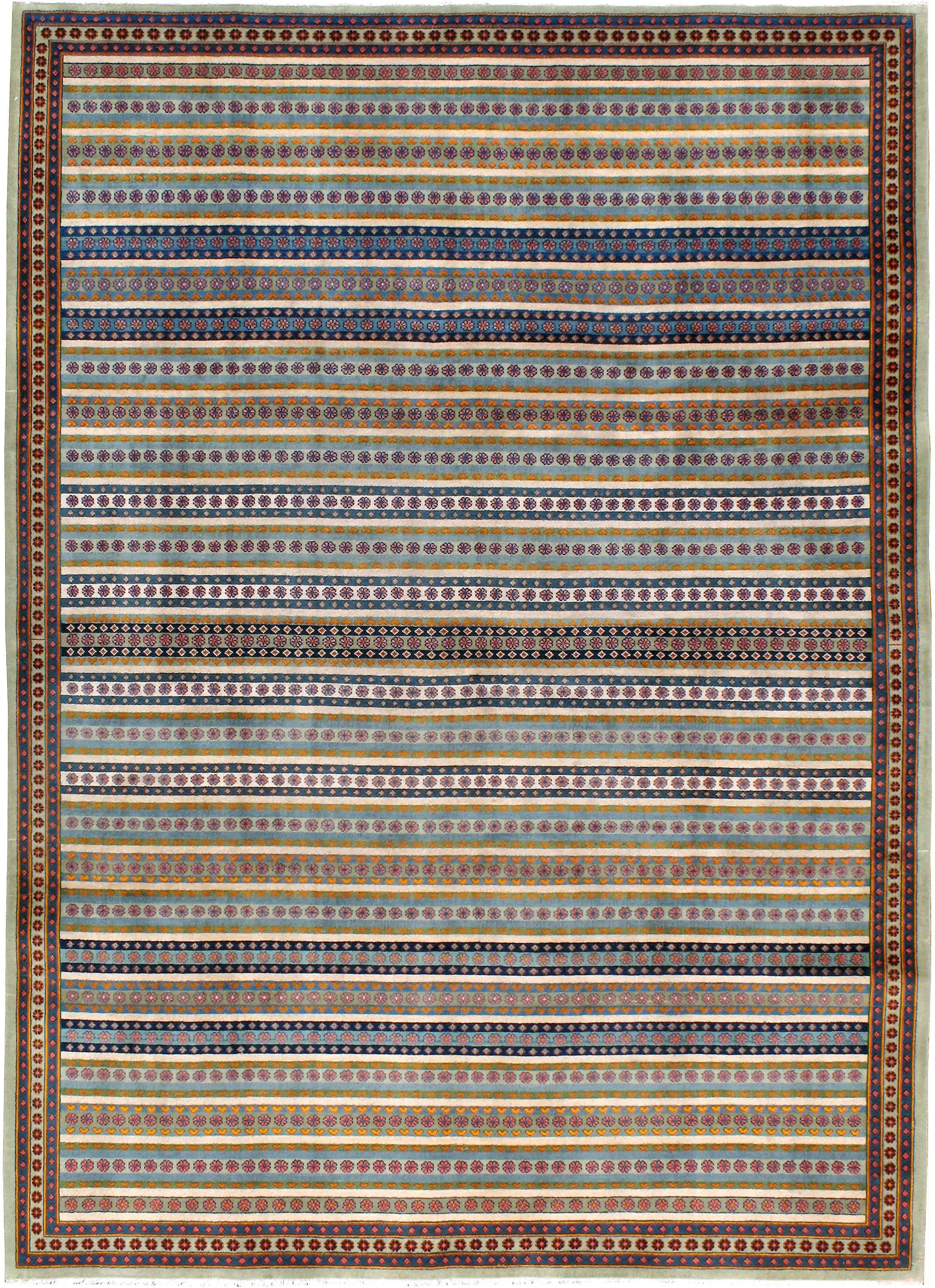 A vintage Persian Kashan carpet from the mid-20th century with a modernist design.