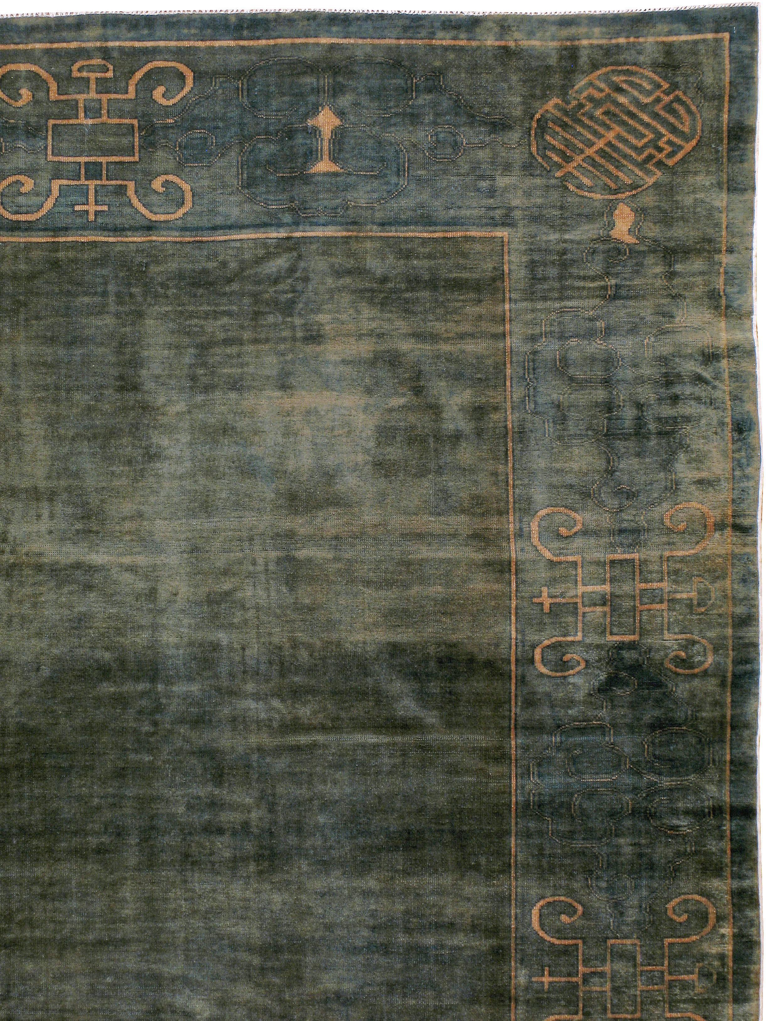 Hand-Woven Antique Chinese Peking Carpet