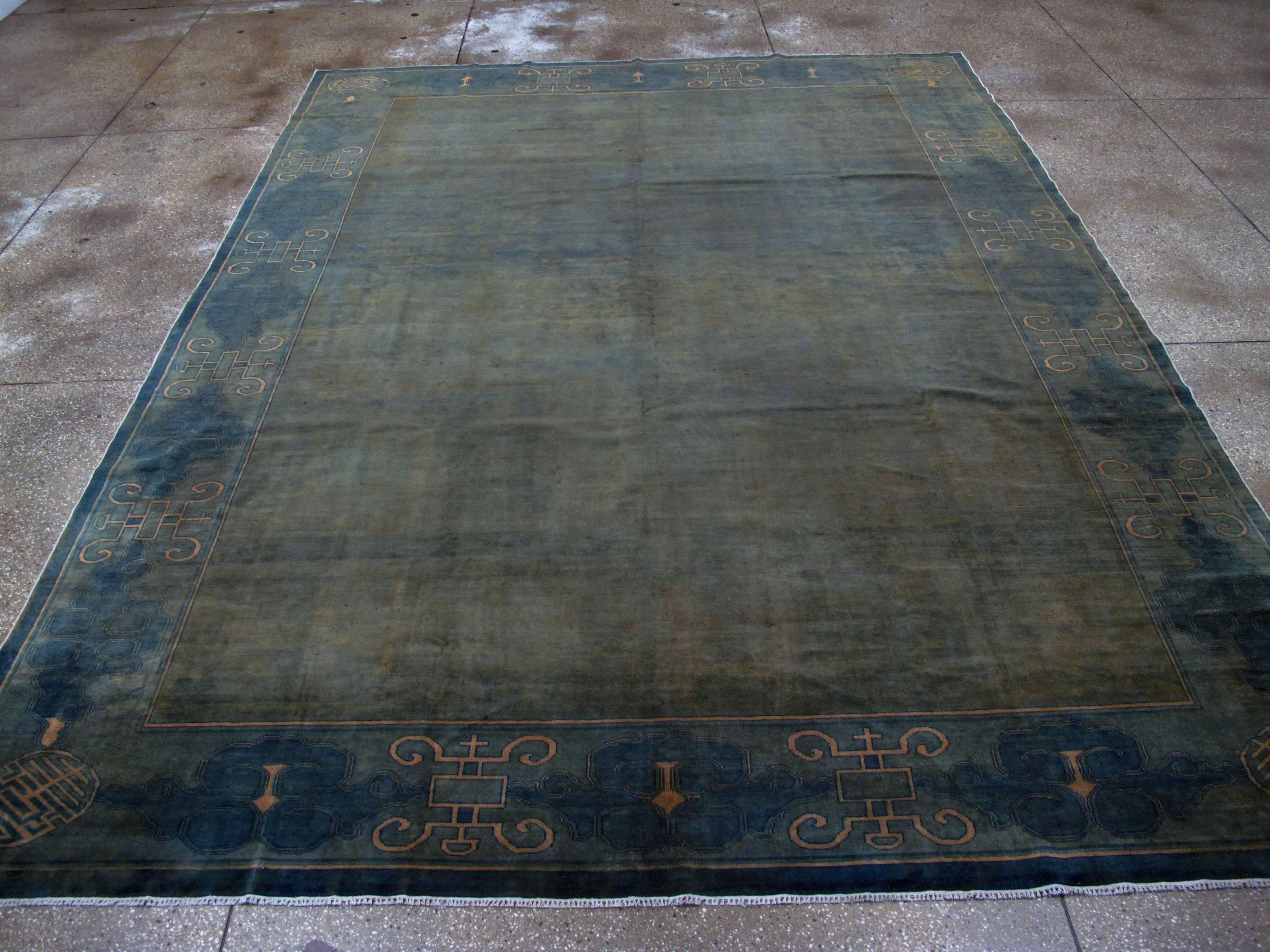 Antique Chinese Peking Carpet In Fair Condition In New York, NY