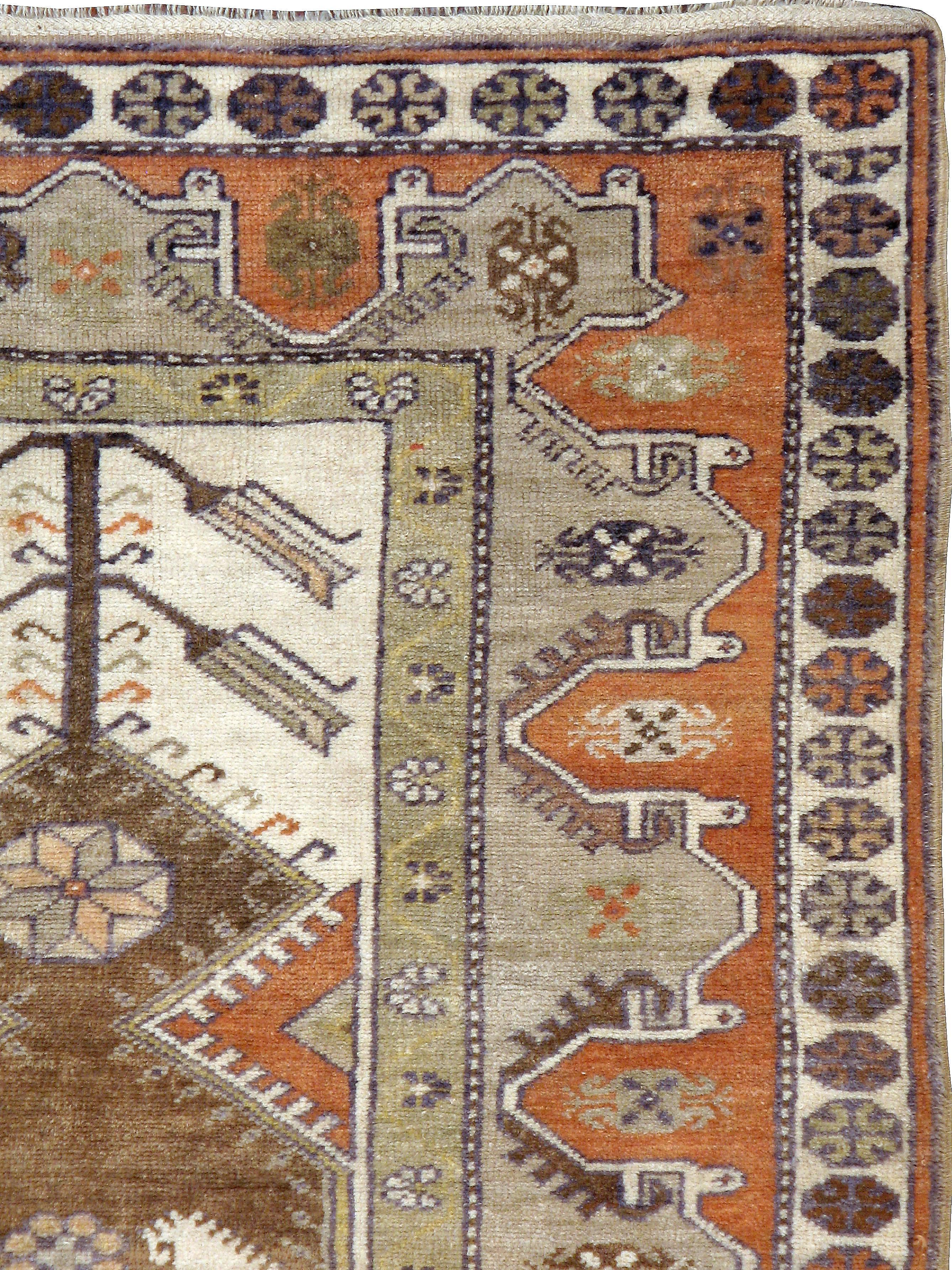 A vintage Turkish Oushak carpet from the mid-20th century.