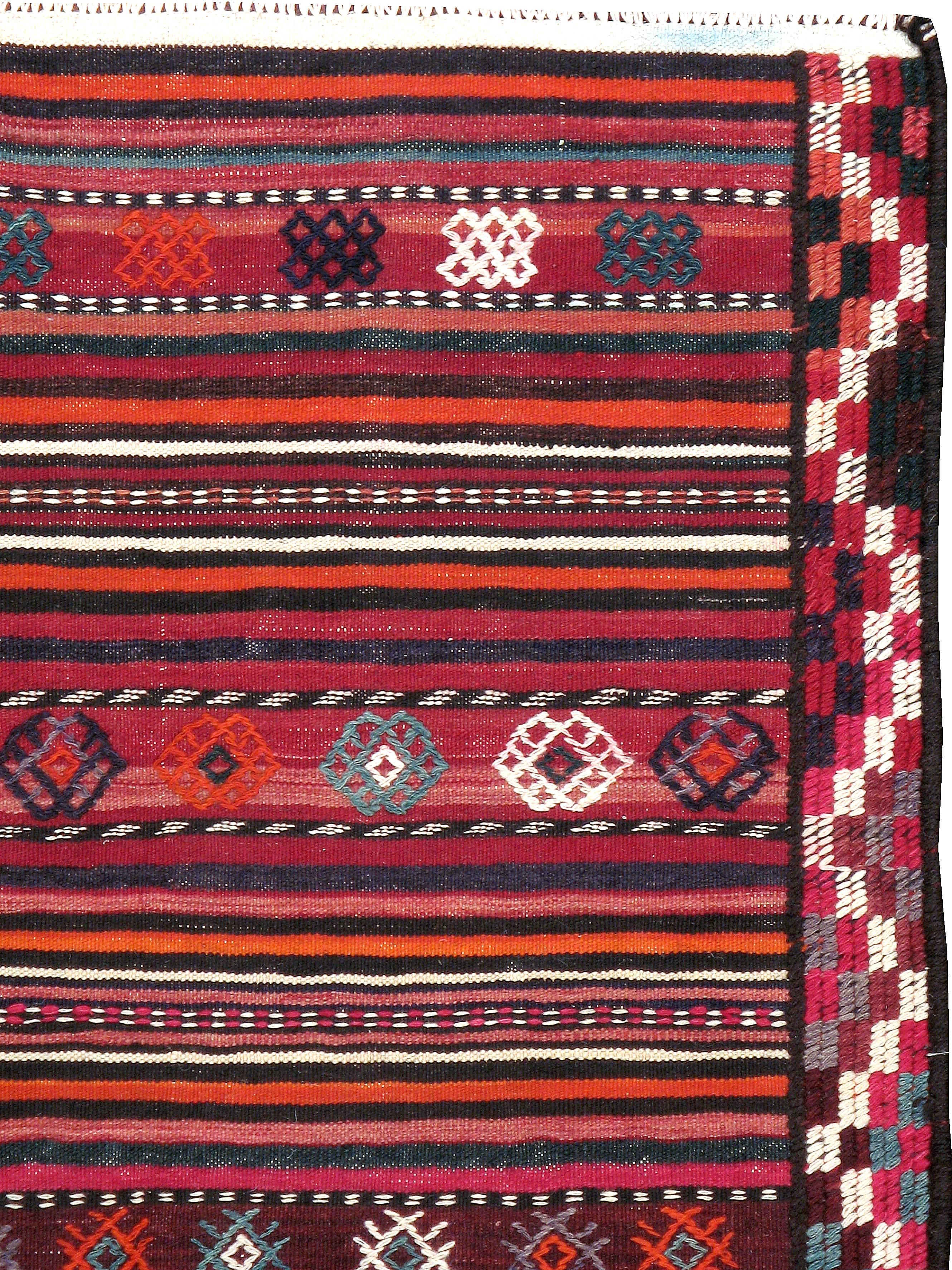 Hand-Woven Vintage Turkish Kilim Flat-Weave Rug