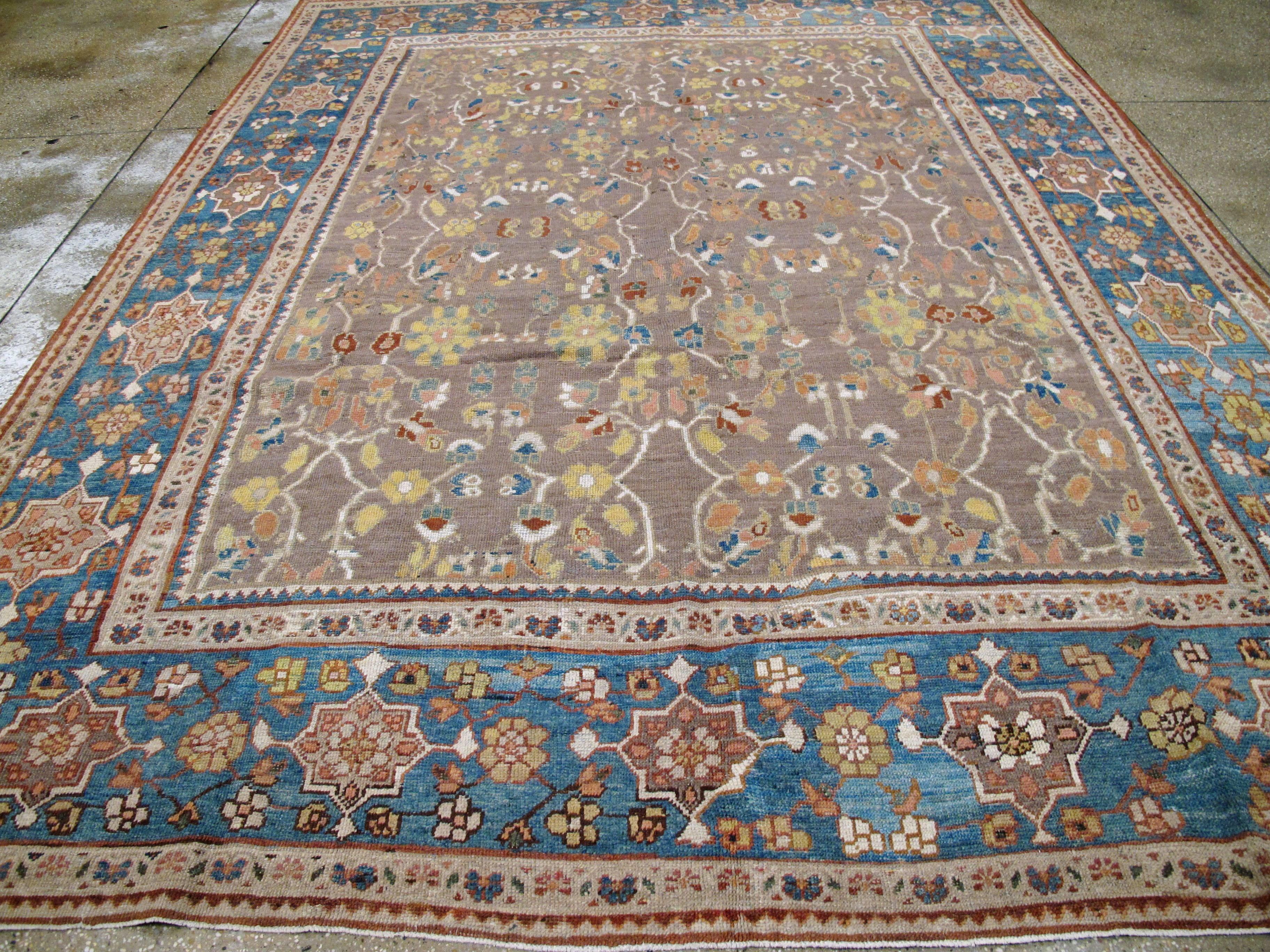 Hand-Knotted Antique Persian Mahal Rug