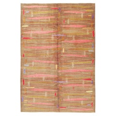 Mid-Century Modern Handmade Turkish Room Size Rug in the Style of Atomic Art