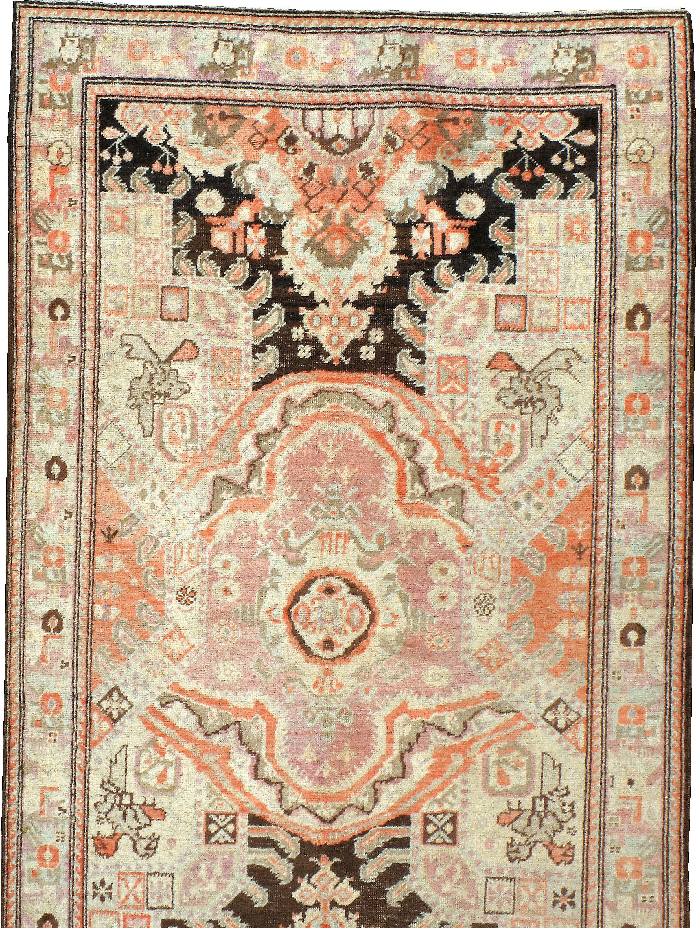 Hand-Woven Antique Russian Karabagh Runner For Sale