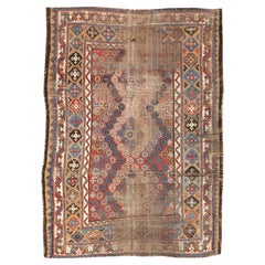 Antiker persischer Kurd-Akzent-Teppich im Used-Look des späten 19. Jahrhunderts