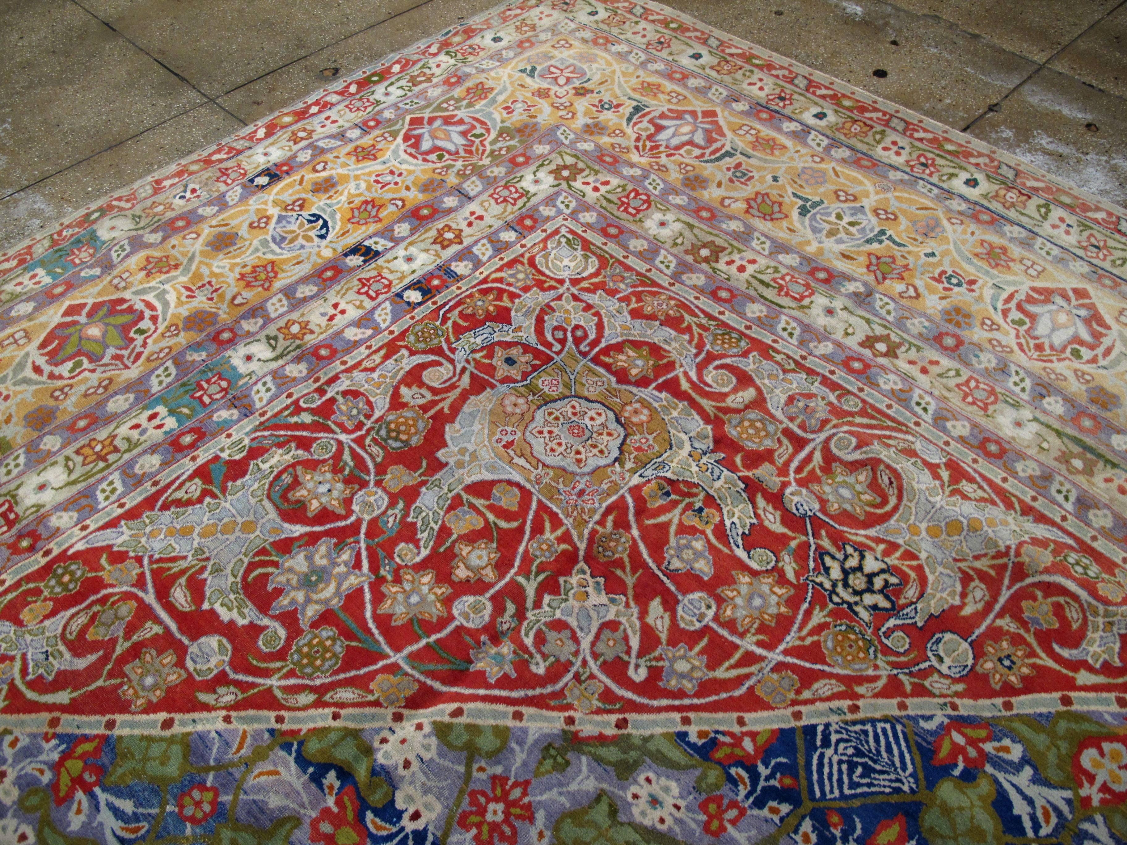 Wool Antique Persian Tabriz Rug For Sale