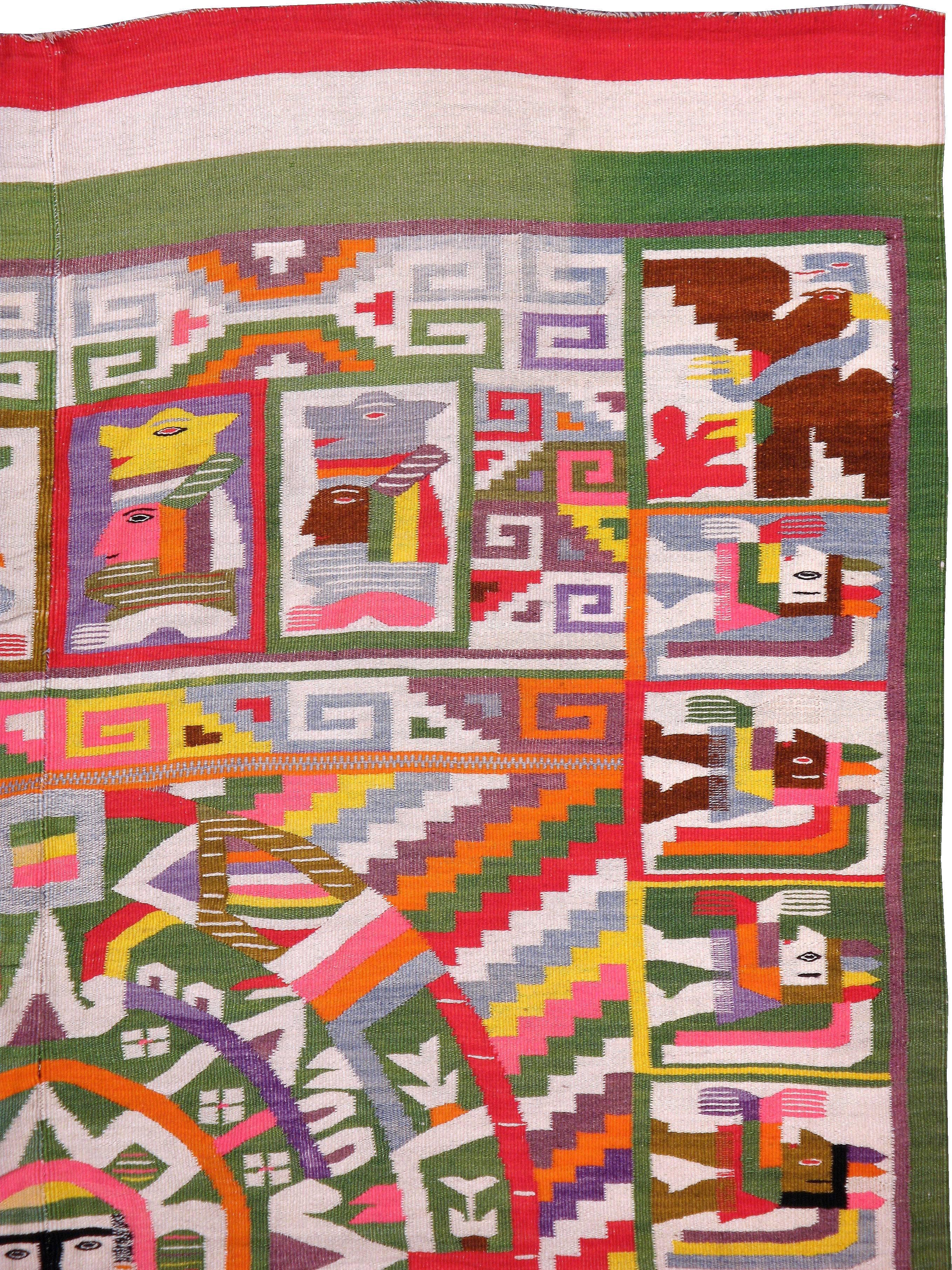 Vintage Mexican Abstract Flat-Woven Kilim In Good Condition In New York, NY