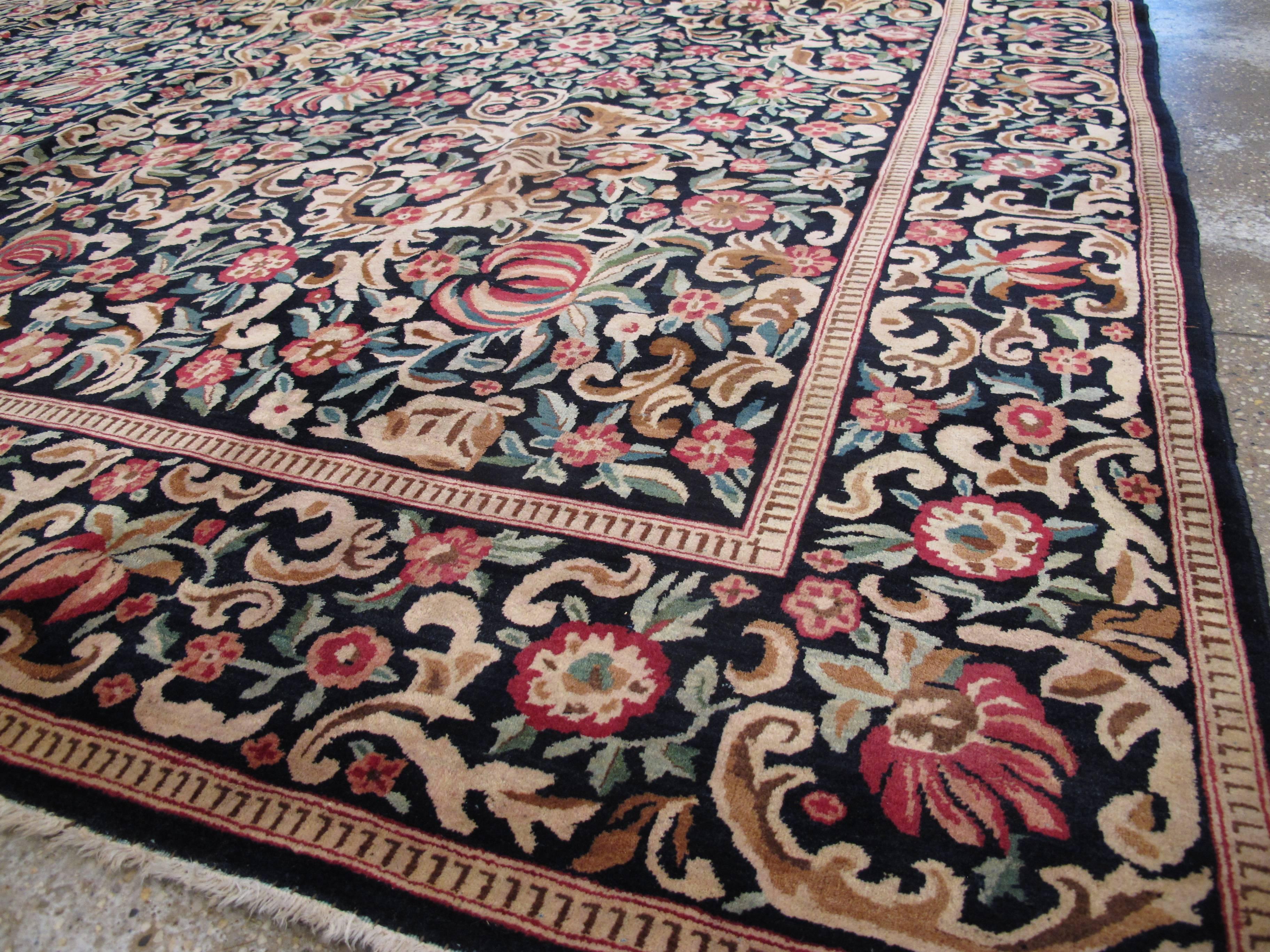 Wool Vintage Persian Kashan Rug For Sale