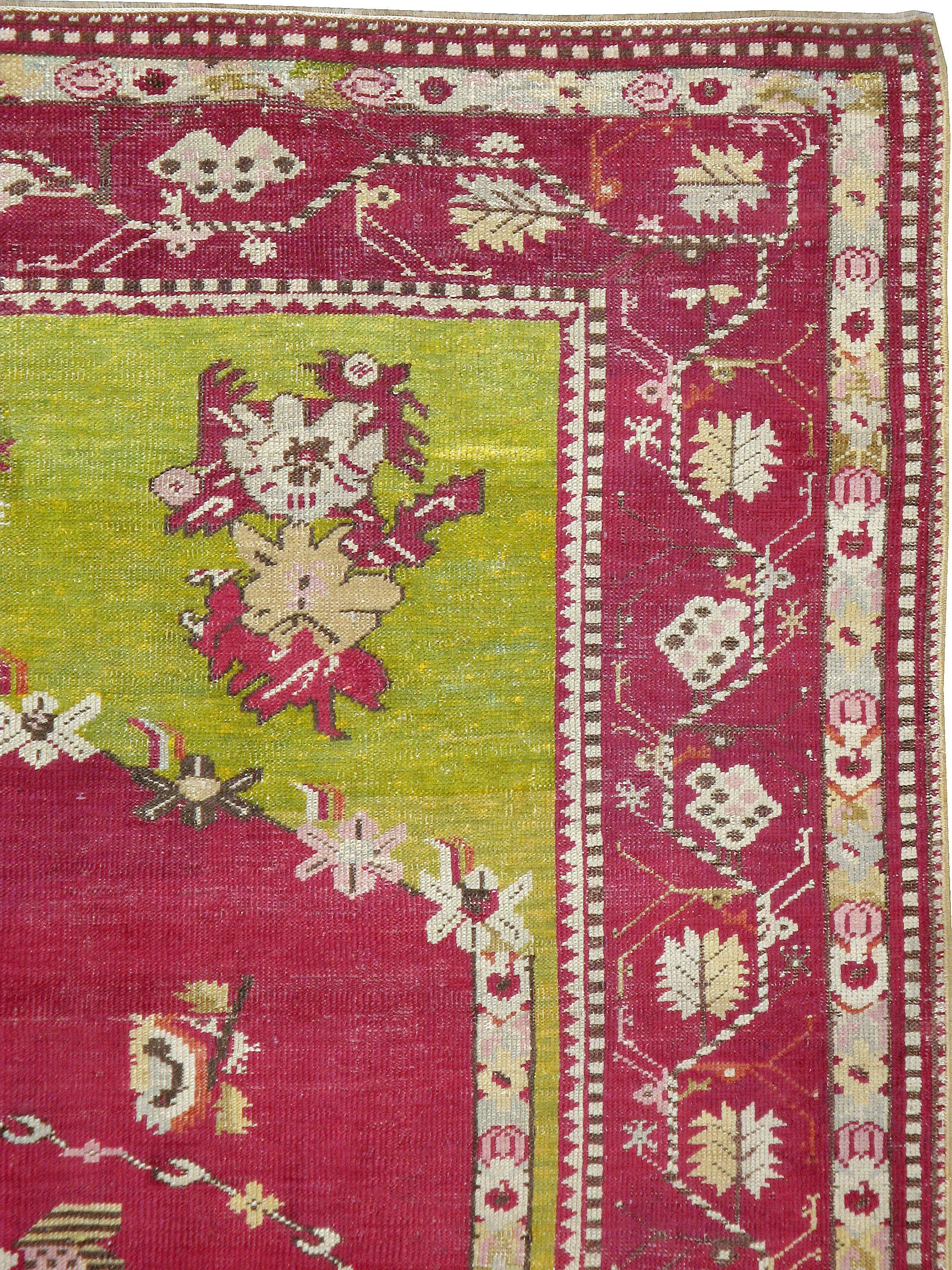 Hand-Woven Antique Turkish Ghourdes Rug