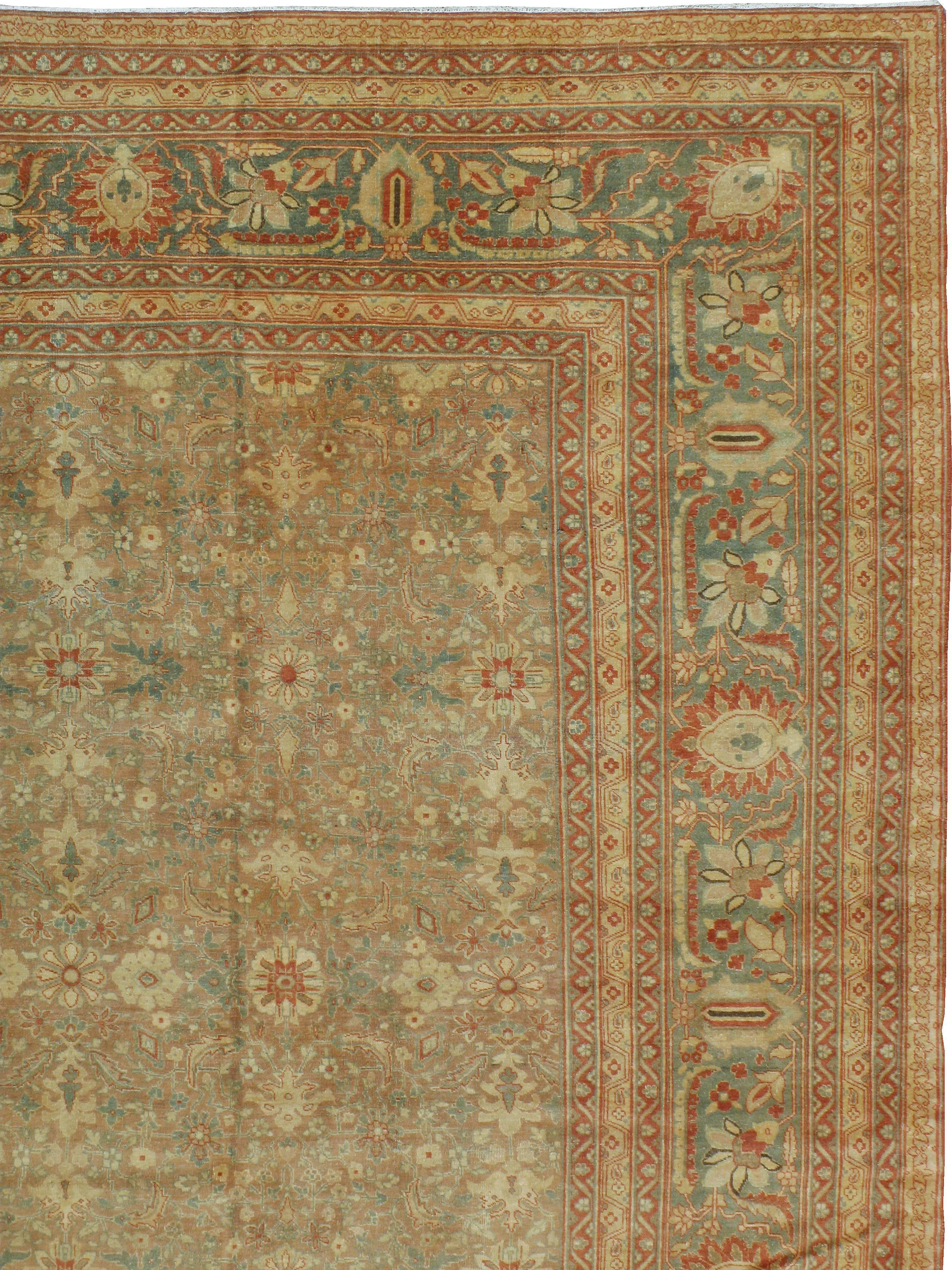 Hand-Knotted Antique Persian Tabriz Rug For Sale