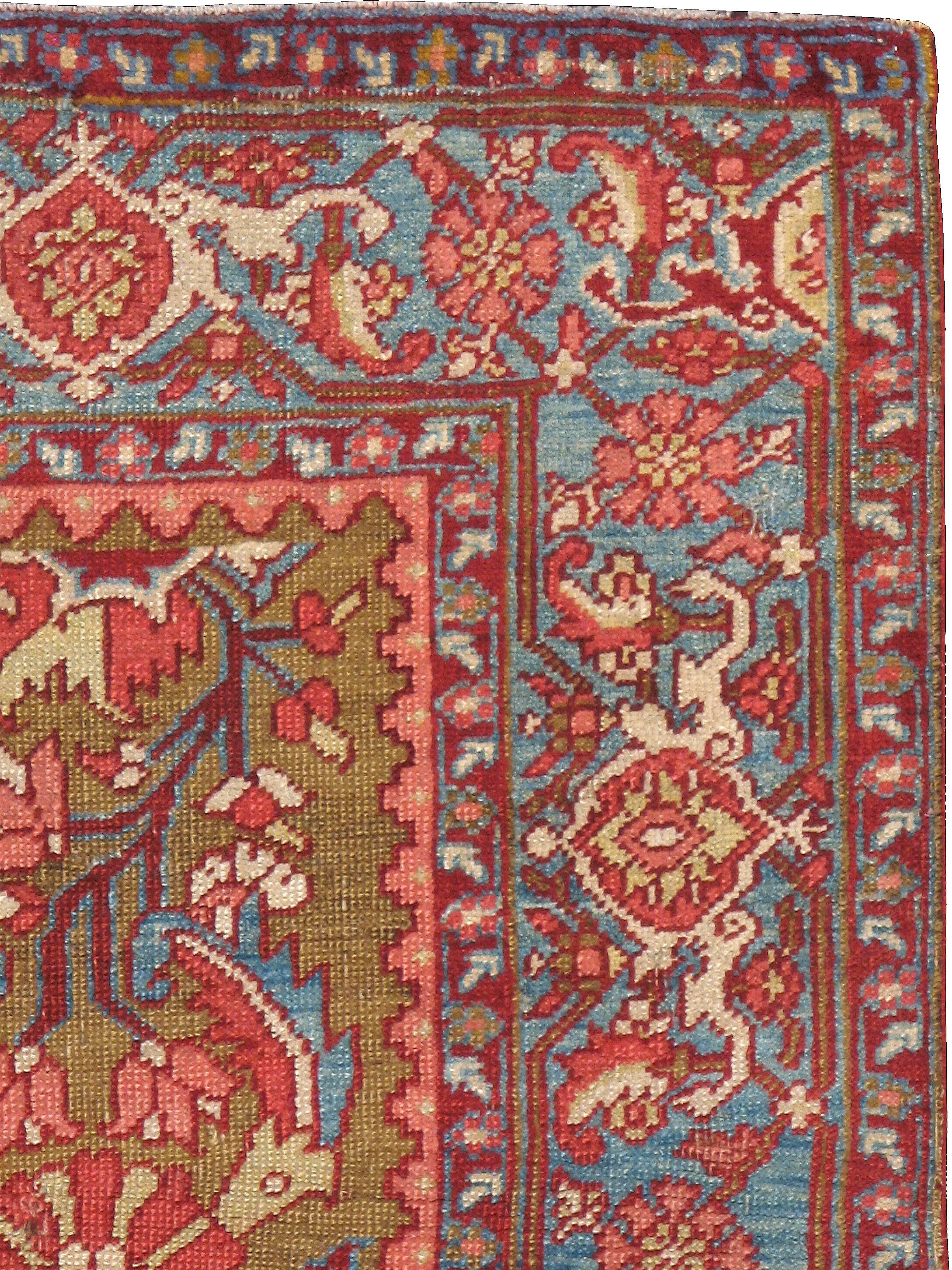 Hand-Woven Antique Persian Heriz Rug