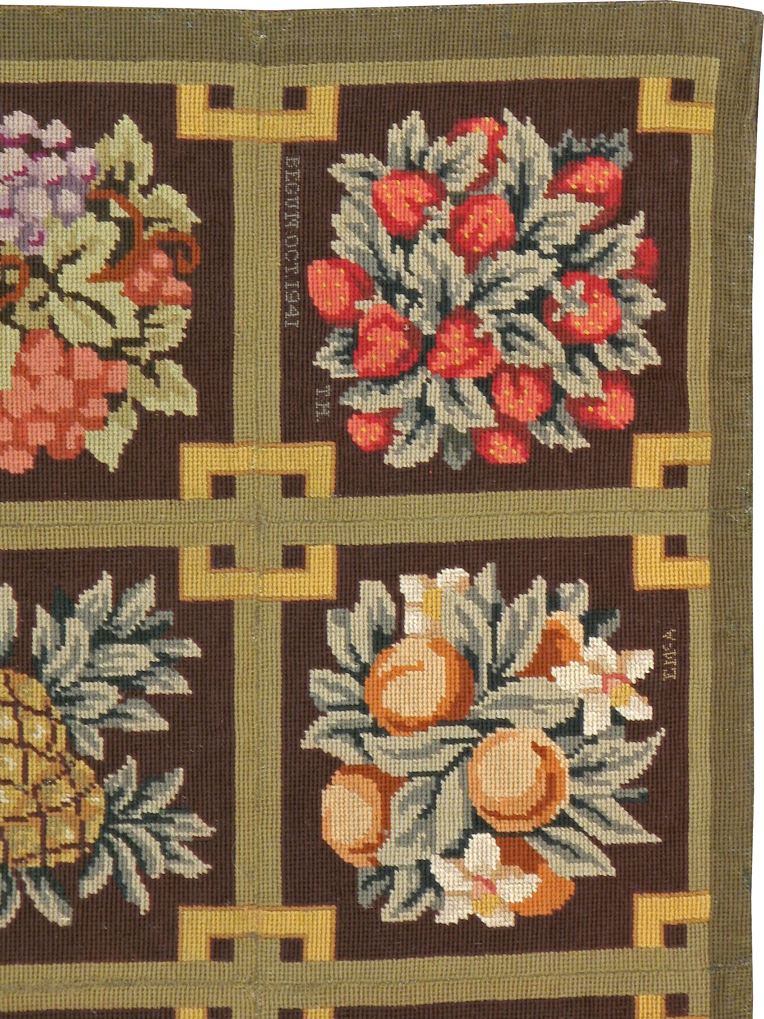 20th Century Vintage English Needlepoint Rug For Sale