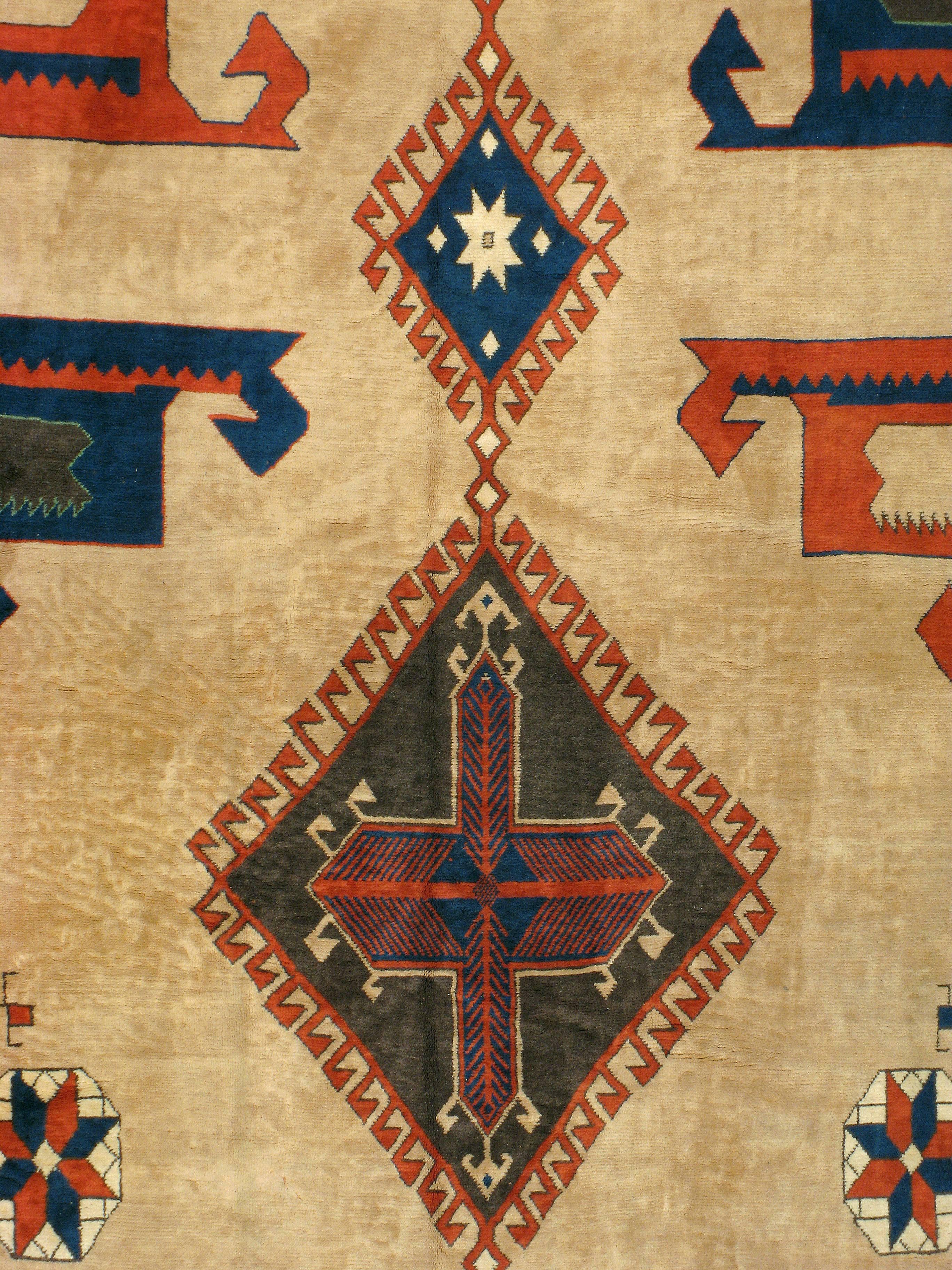 A vintage Turkish Anatolian carpet from the third quarter of the 20th century.