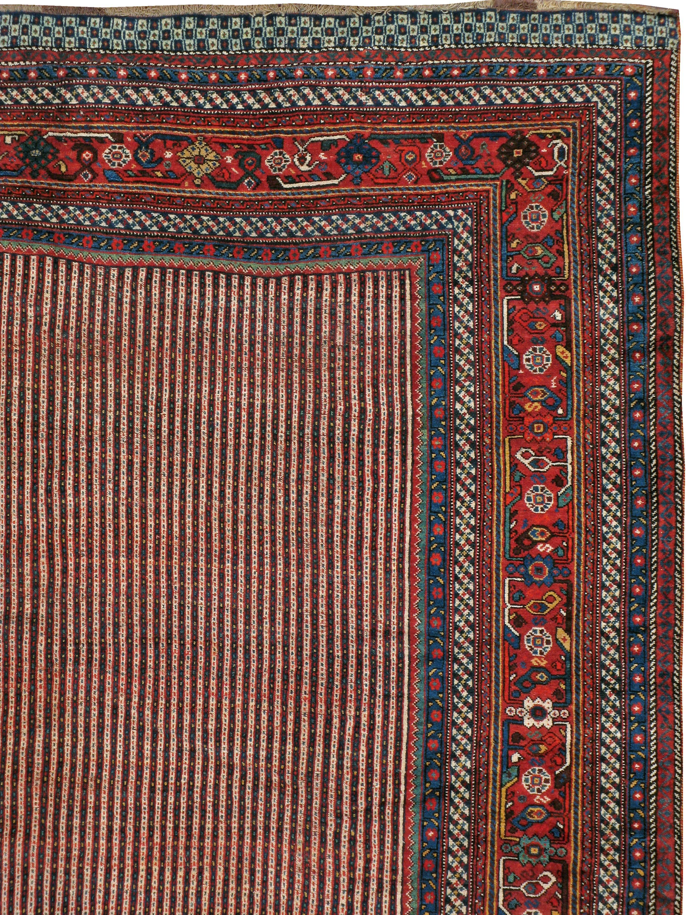 Hand-Knotted Antique Persian Afshar Carpet For Sale