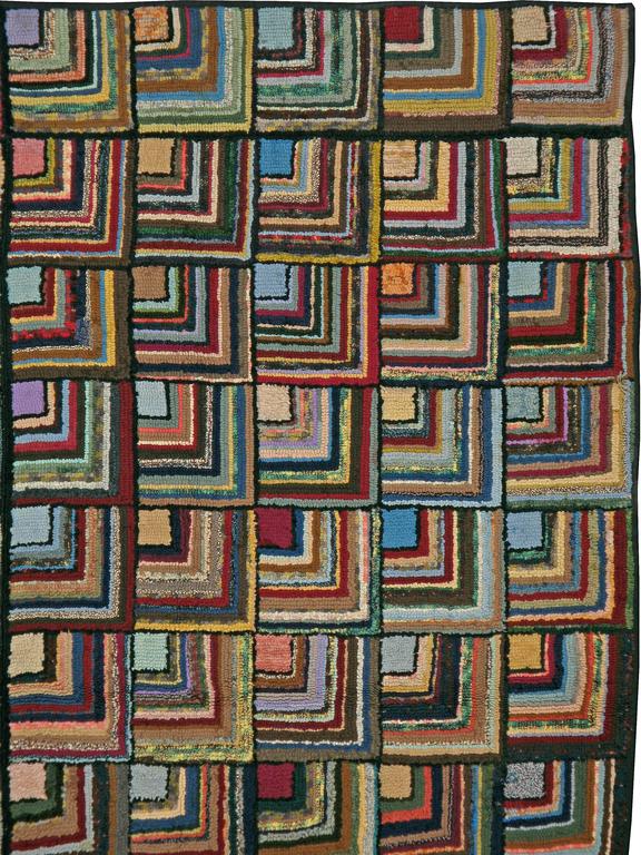 Vintage American Hook Rug at 1stdibs