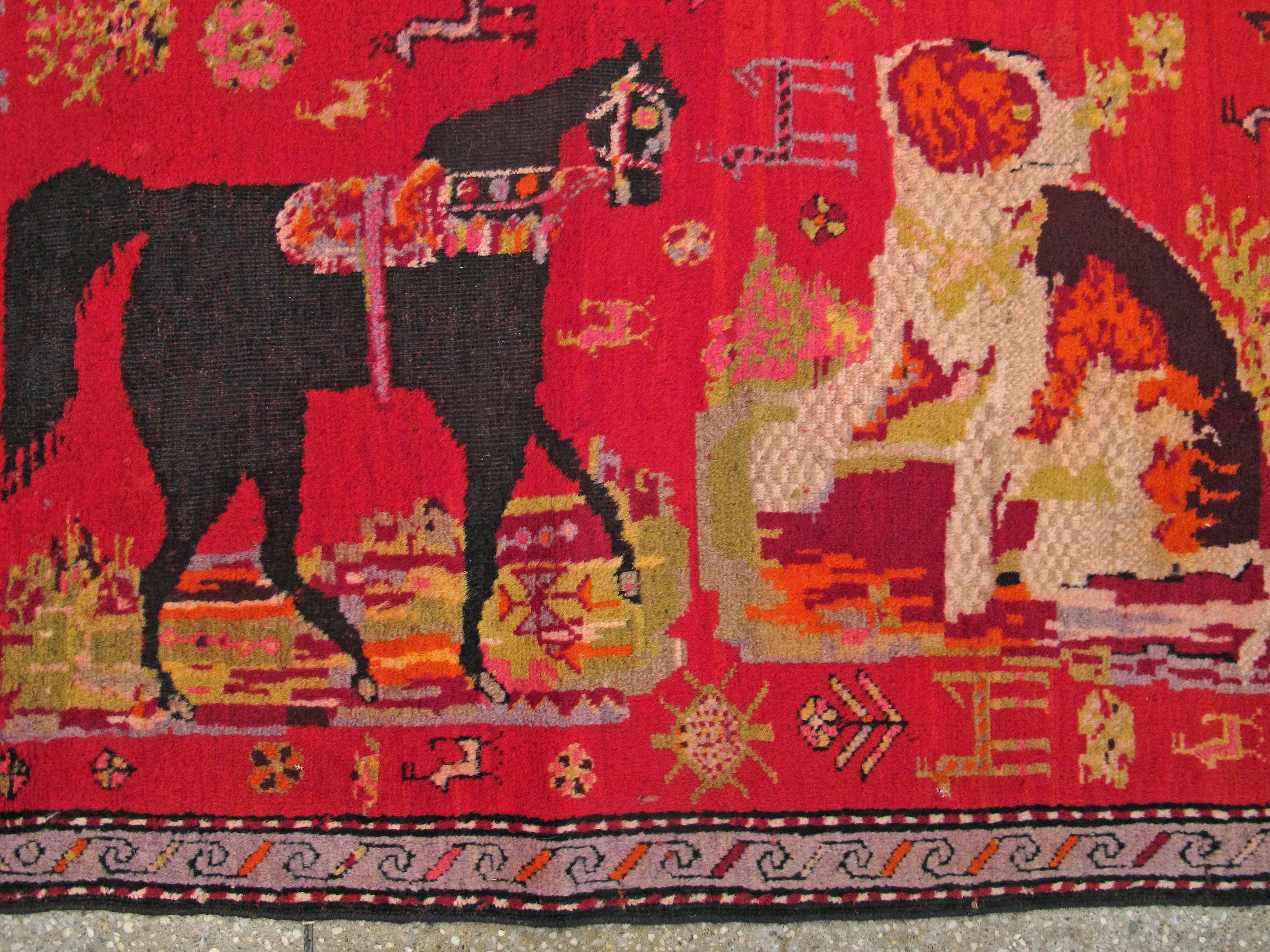 Wool Antique Caucasian Karabagh Rug For Sale