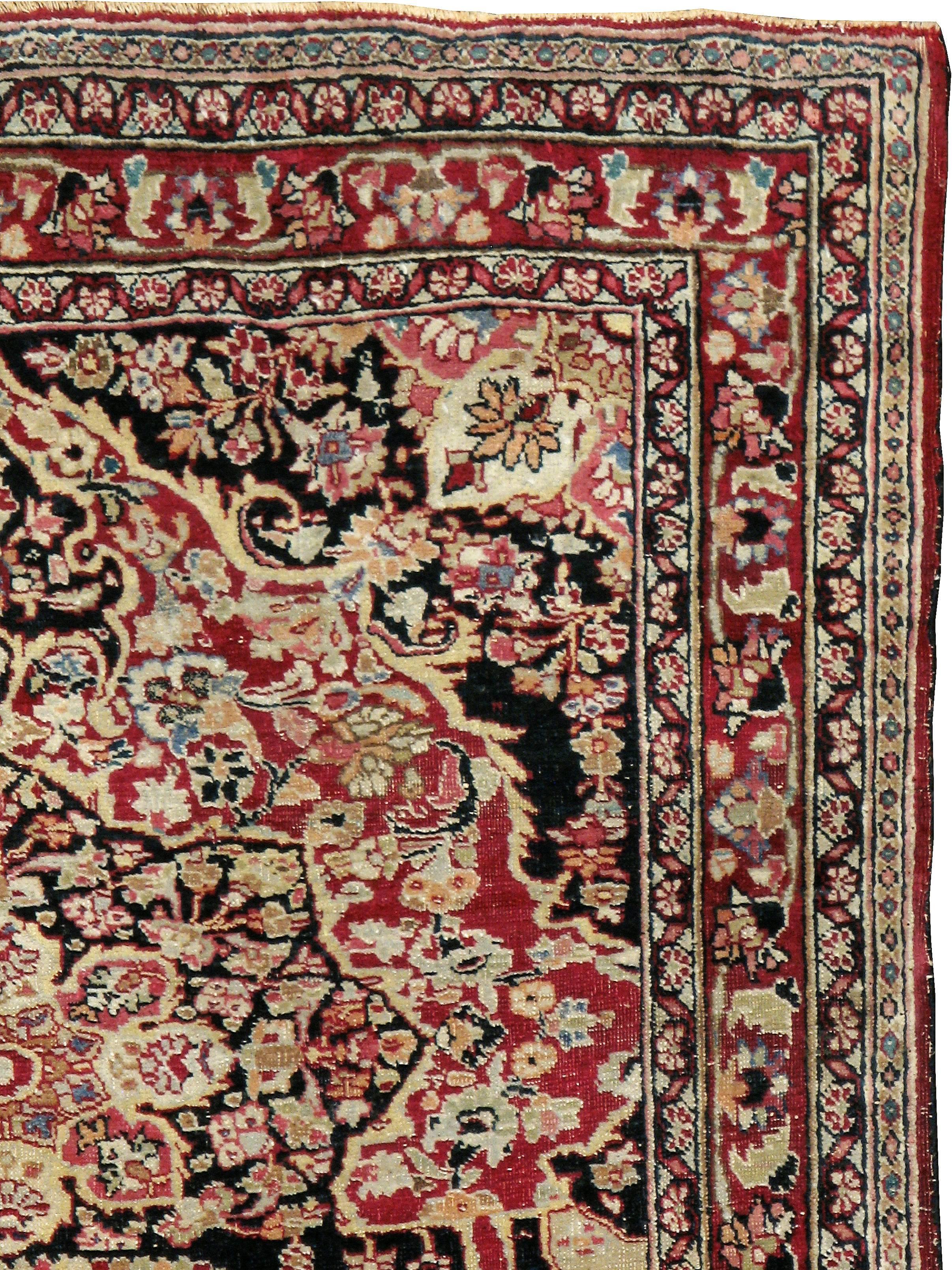 Hand-Woven Antique Persian Mashad Rug For Sale