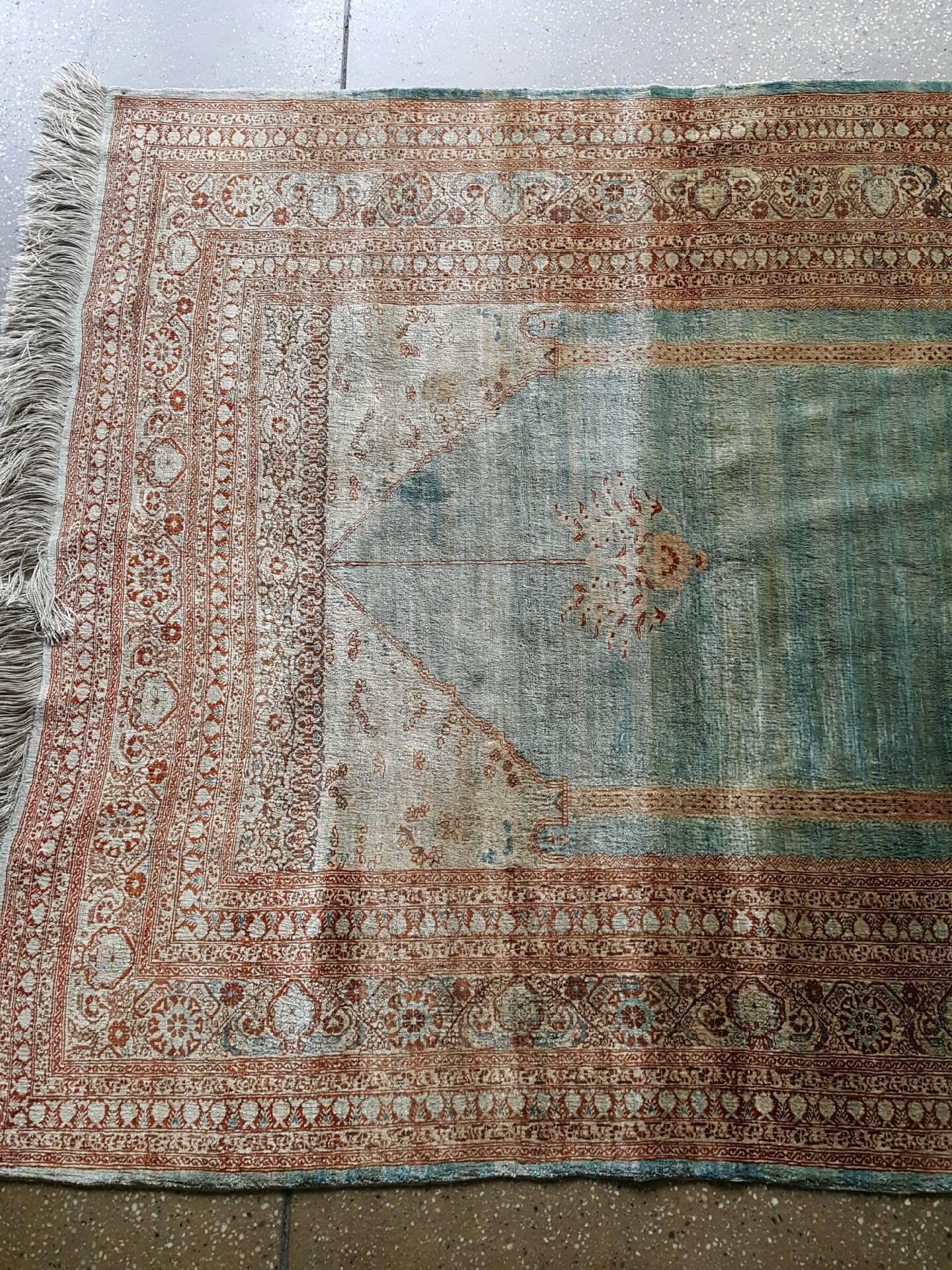 Antique Persian Silk Tabriz Rug For Sale 3