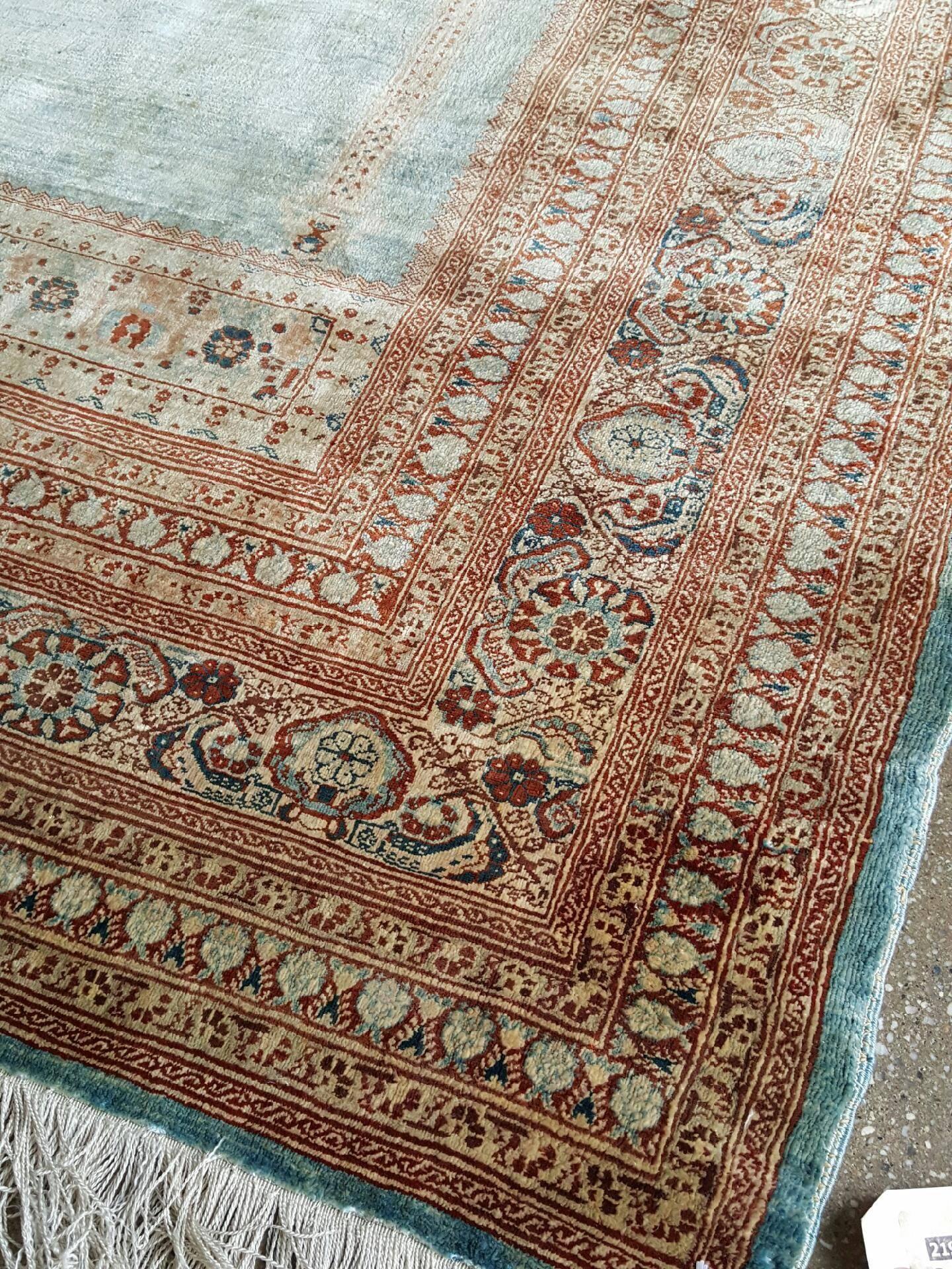 Hand-Knotted Antique Persian Silk Tabriz Rug For Sale