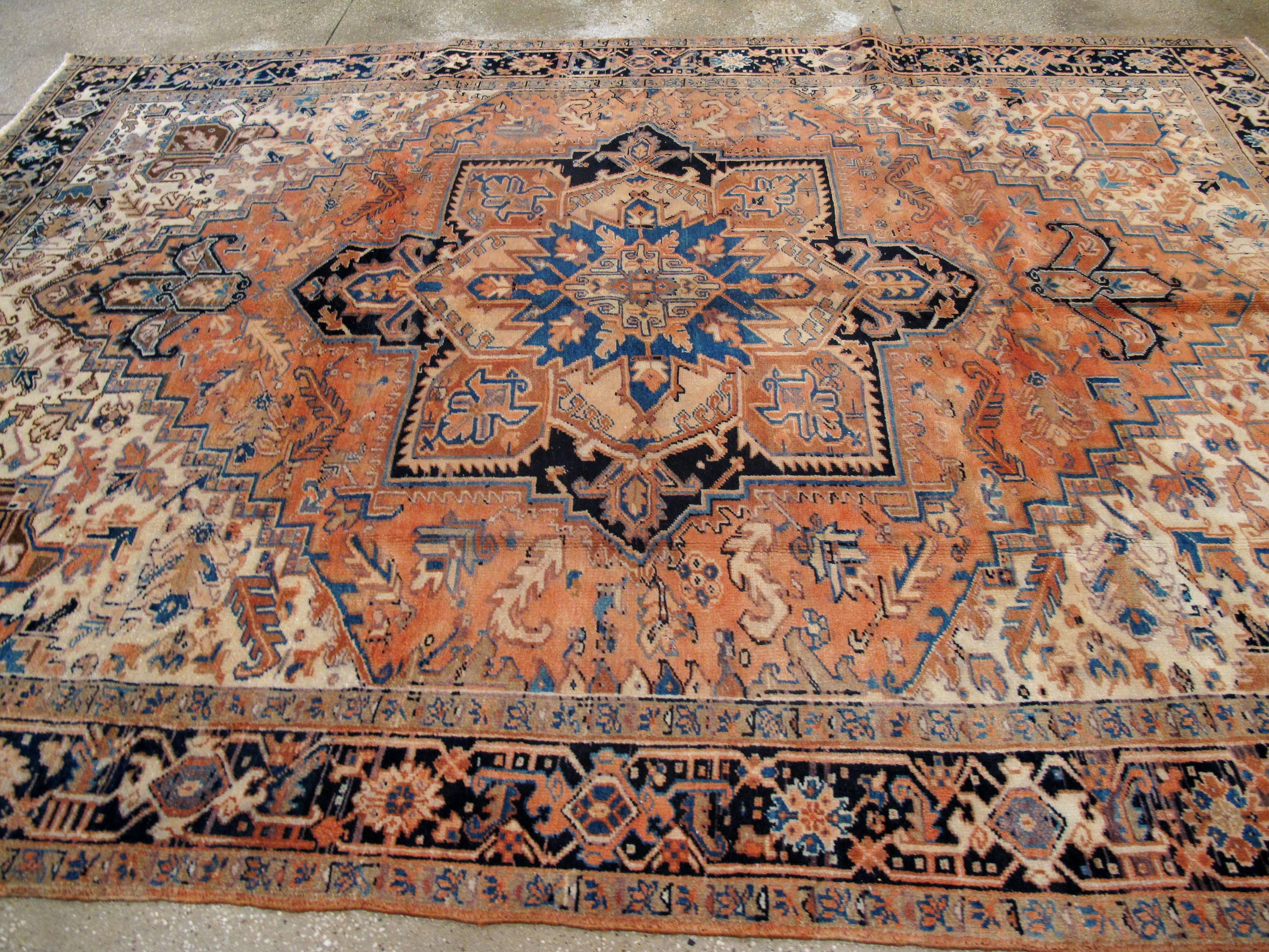 Wool Vintage Persian Heriz Rug