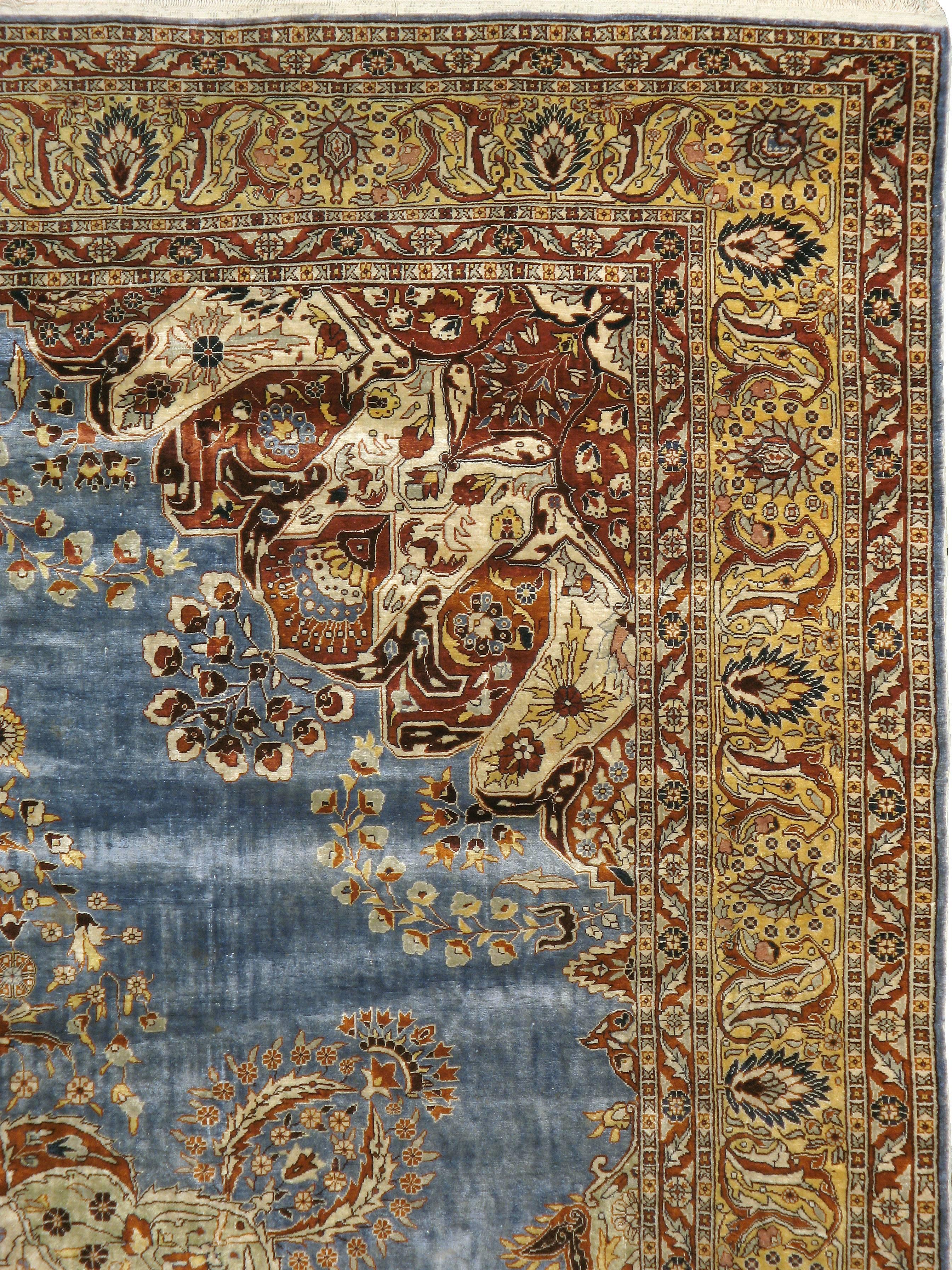 Hand-Woven Vintage Turkish Silk Herekeh Rug For Sale