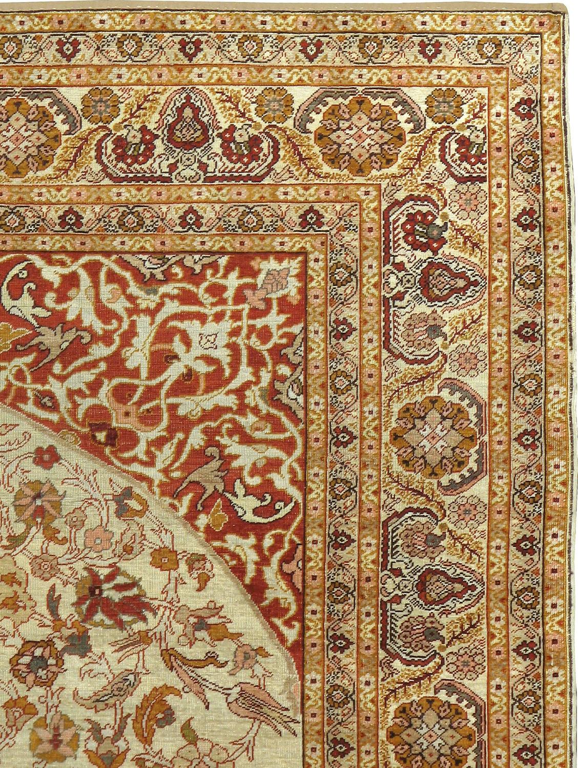 Antique Turkish Silk Kayseri Rug For Sale at 1stdibs