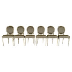 French Louis XVI Medallion Back Dining Chairs - Set of 6