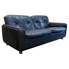 1960s Norwegian Leather and Rosewood Sofa