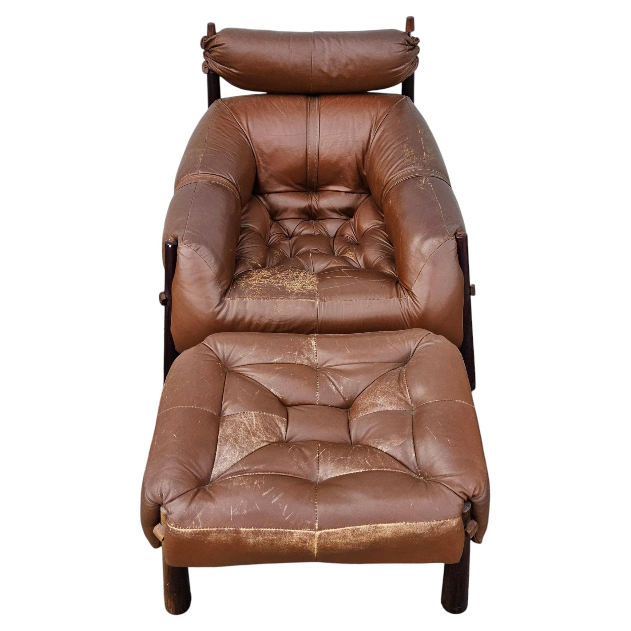 1970s MP-81 Lounge Chair and Ottoman by Percival Lafer, Completely Original.