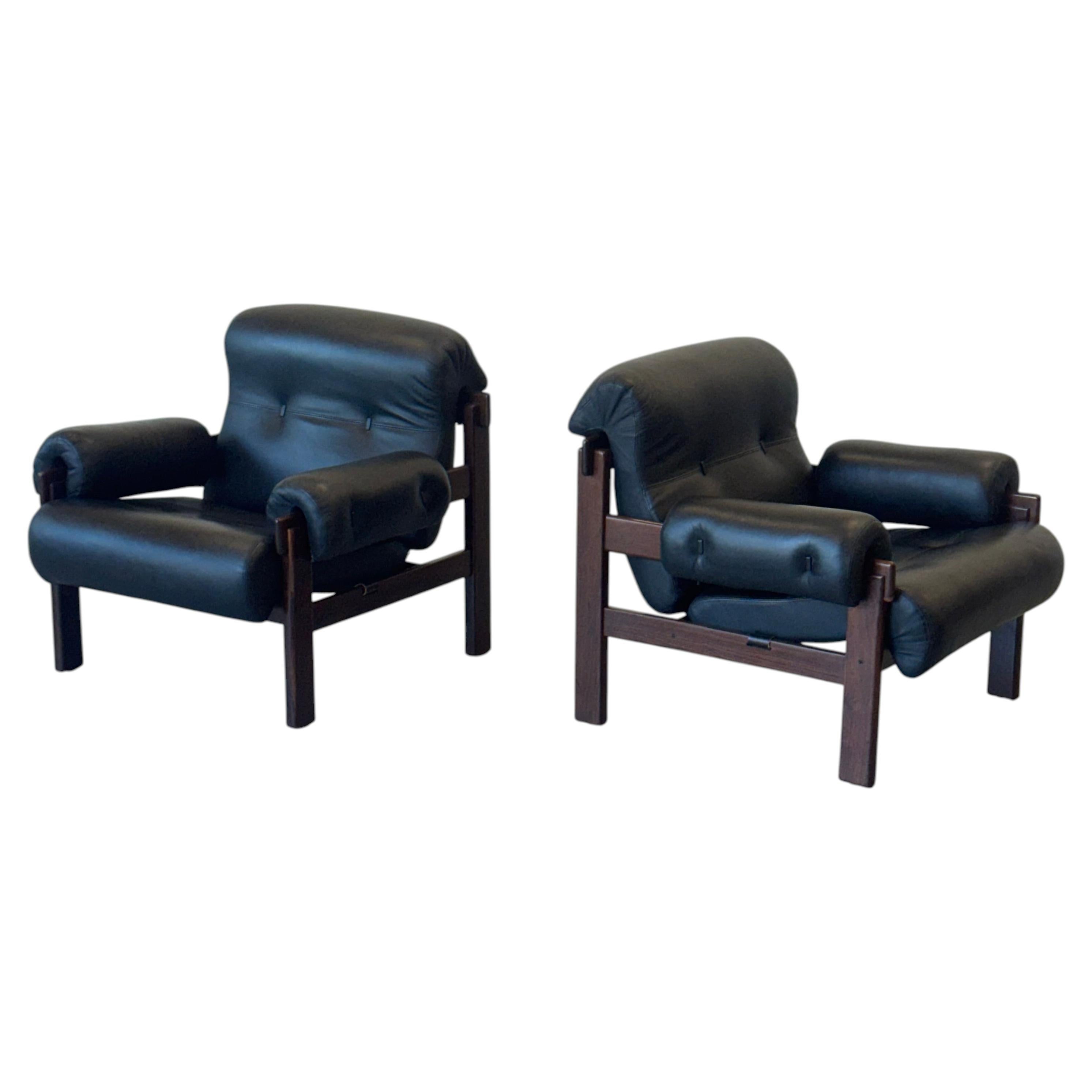 1970s Copa Lounge Chairs by Jean Gillon for Italma in Solid Imbuia For Sale
