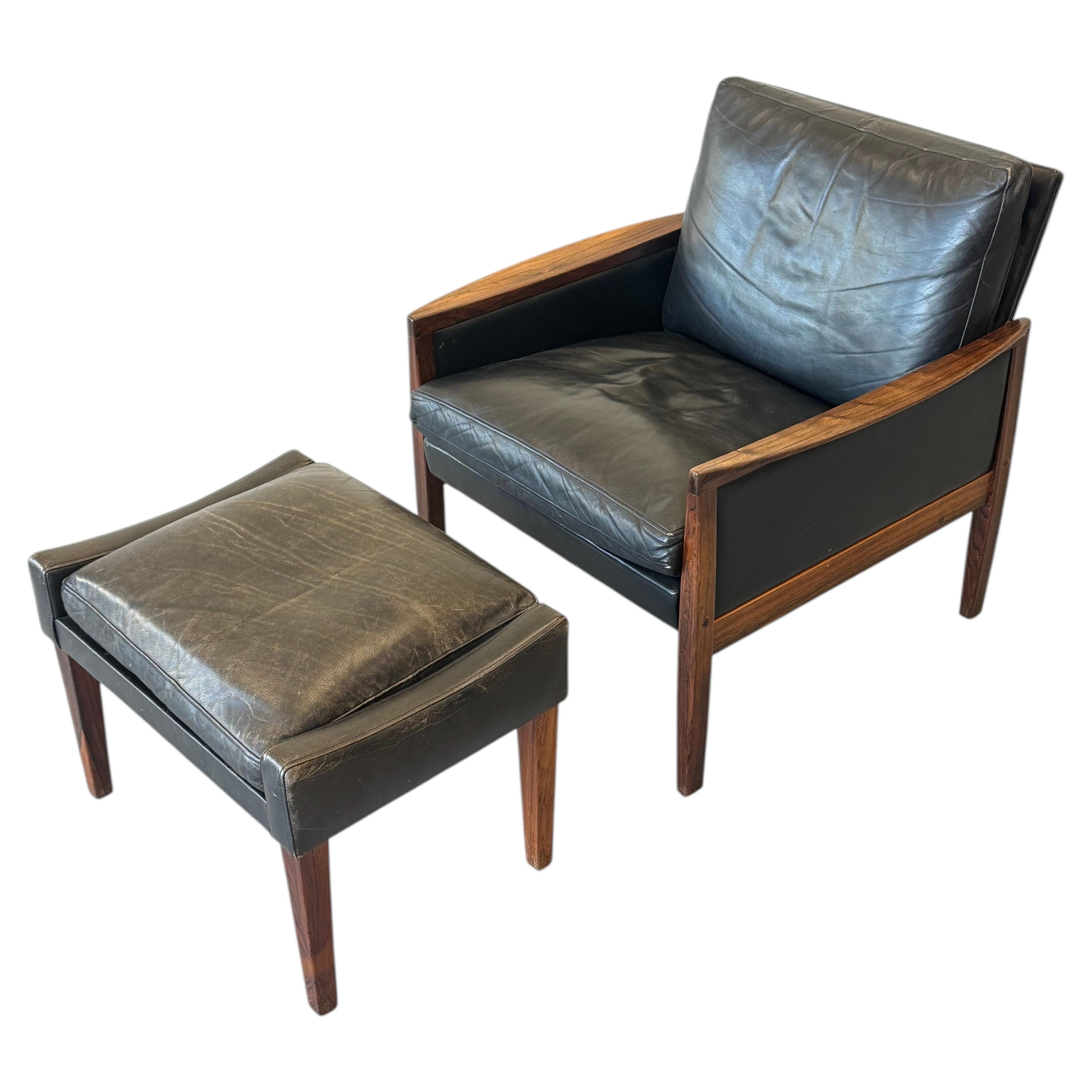 1960s Hans Olsen Lounge Chair and Ottoman, completely original. For Sale