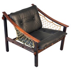 1960s Amazonas Lounge Chair by Jean Gillon for Wood Art in black leather.