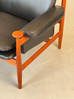 1960s Finn Juhl Bwana Model 152 Lounge Chair for France & Søn in Black Elmosoft.
