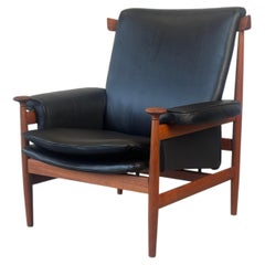 1960s Finn Juhl Bwana Model 152 Lounge Chair for France & Søn in Black Elmosoft.