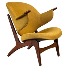 Model No 33 Easy Chair des années 1950 par Carl Edward Matthes en teck et tissu rayé