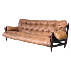 1960s Jean Gillon “Rodeio” Sofa in Original Leather for WoodArt, Brazil.